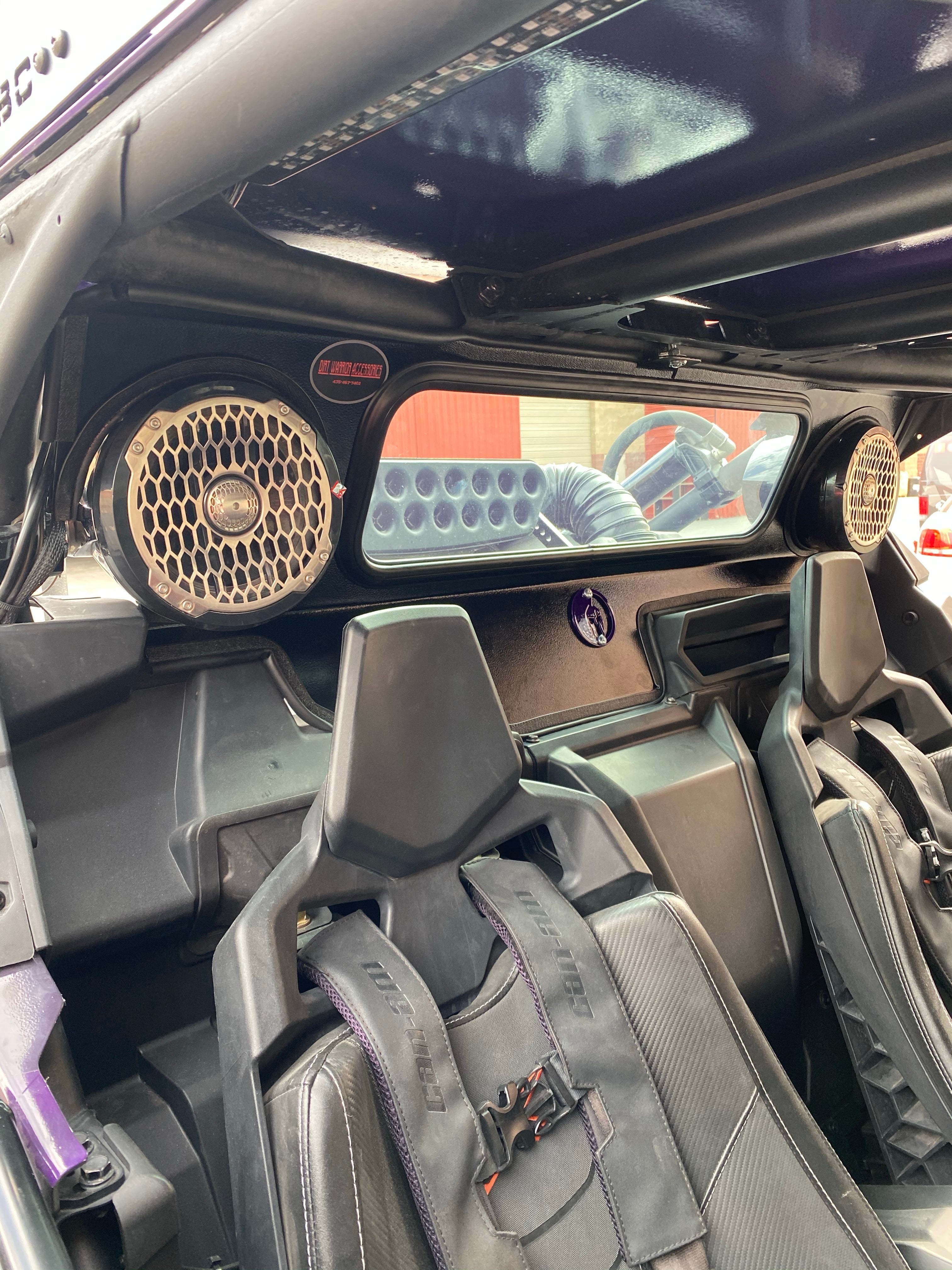 Photo of CANAM X3 REAR WINDSHIELD W/SPEAKER CUT-OUT 2016+ by Dirt Warrior Accessories - Premium WINDSHIELD for UTVs / Side by Sides