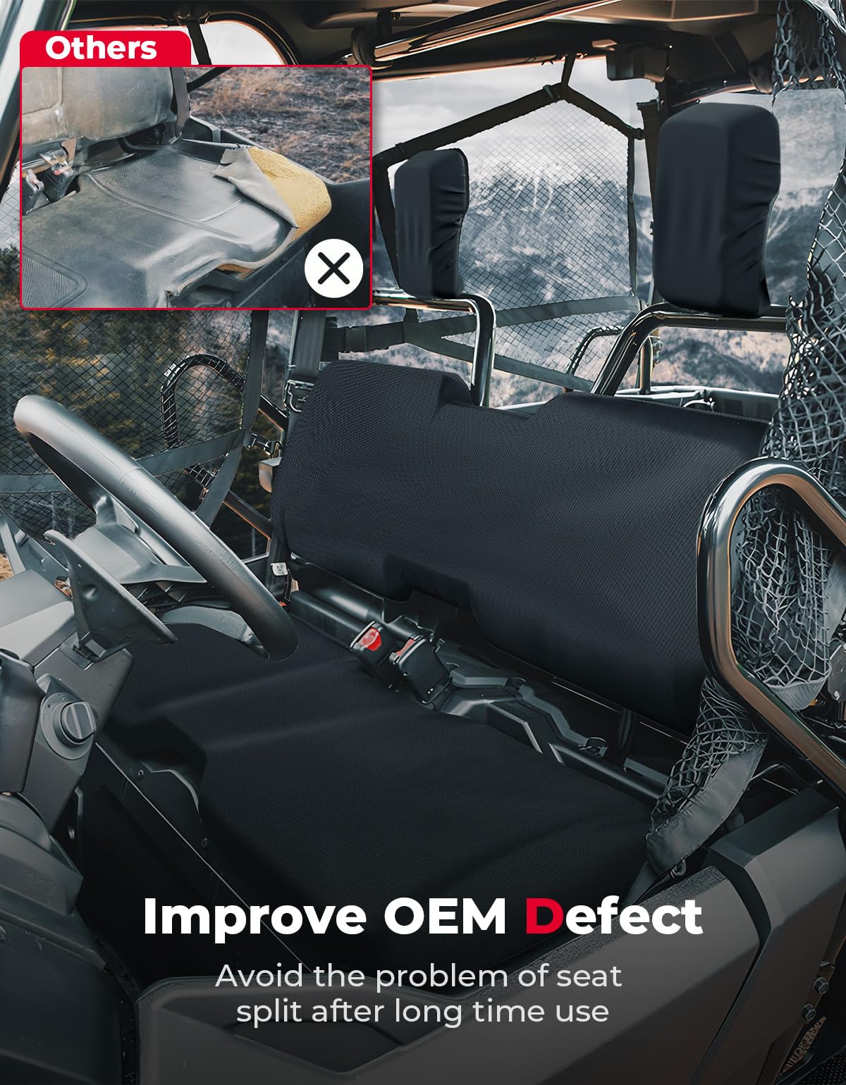 Photo of Seat Covers for Pioneer 700 700-4 2014-2024 (Black) by Kemimoto - Premium for UTVs / Side by Sides