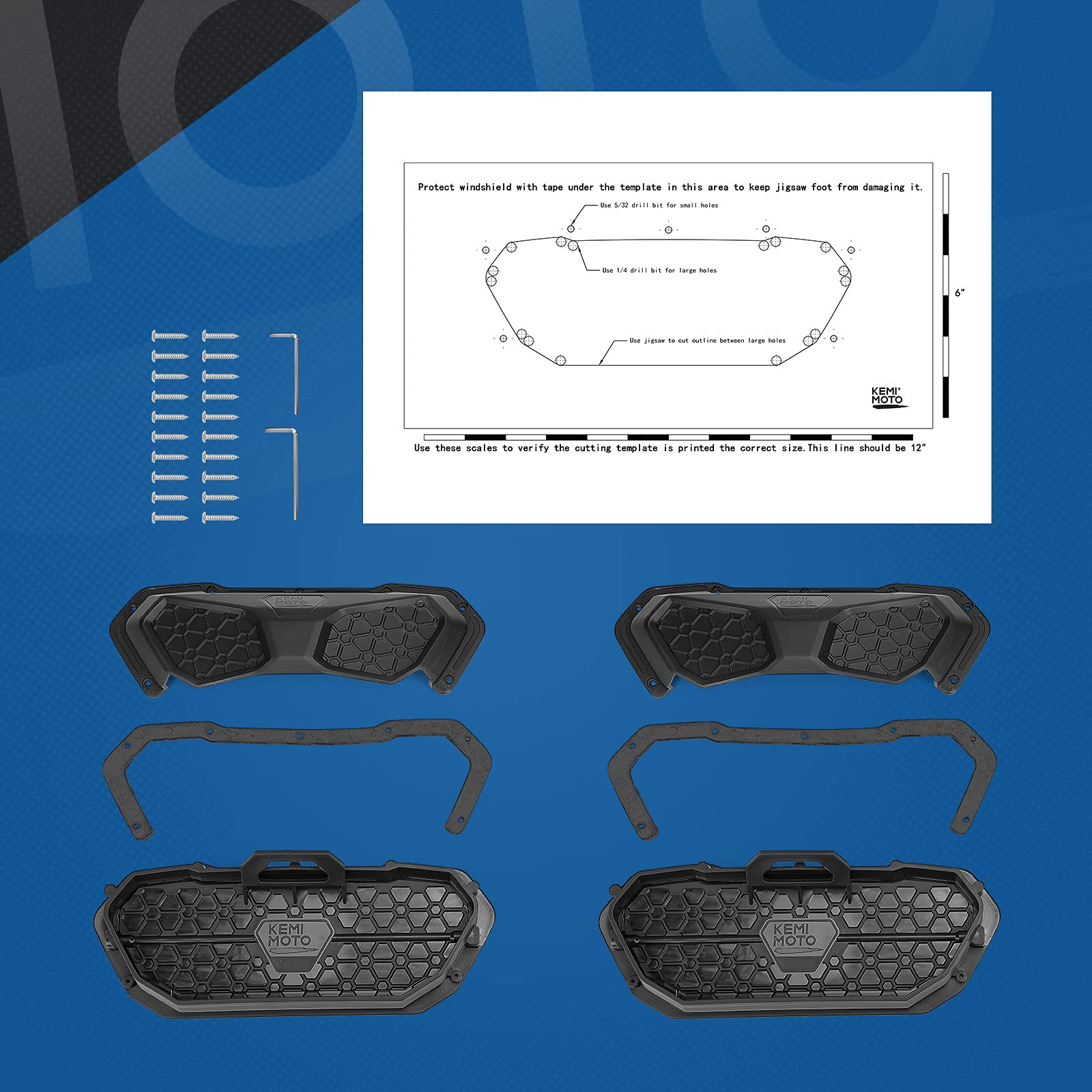 Photo of UTV Windshield Vent Kit For Polycarbonate Windshield by Kemimoto - Premium for UTVs / Side by Sides