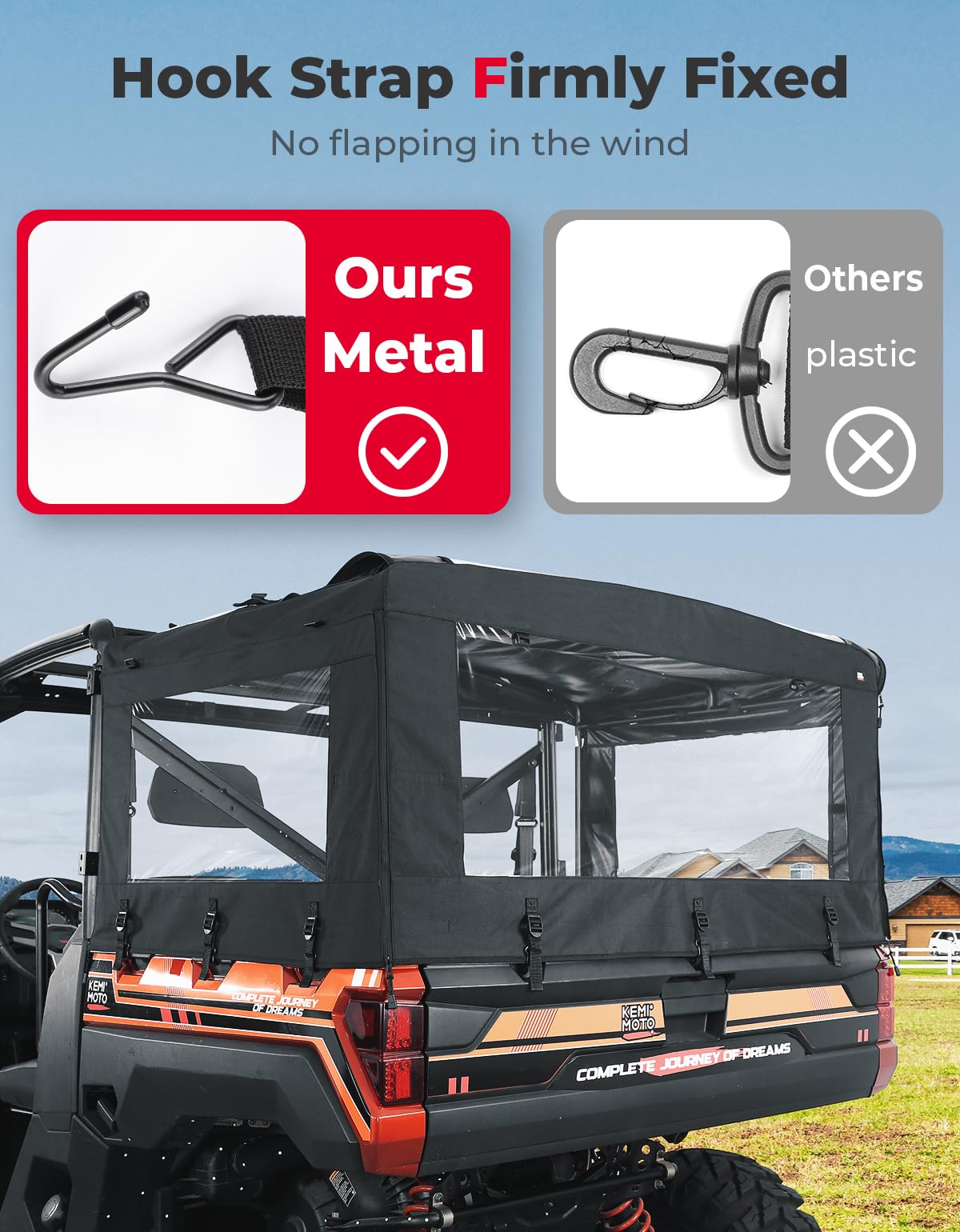 Photo of UTV Soft Cargo Camper Bed Cover Rack for Polaris Ranger 570 Full-size/XP 900/1000 / XP 1000 / Crew by Kemimoto - Premium for UTVs / Side by Sides