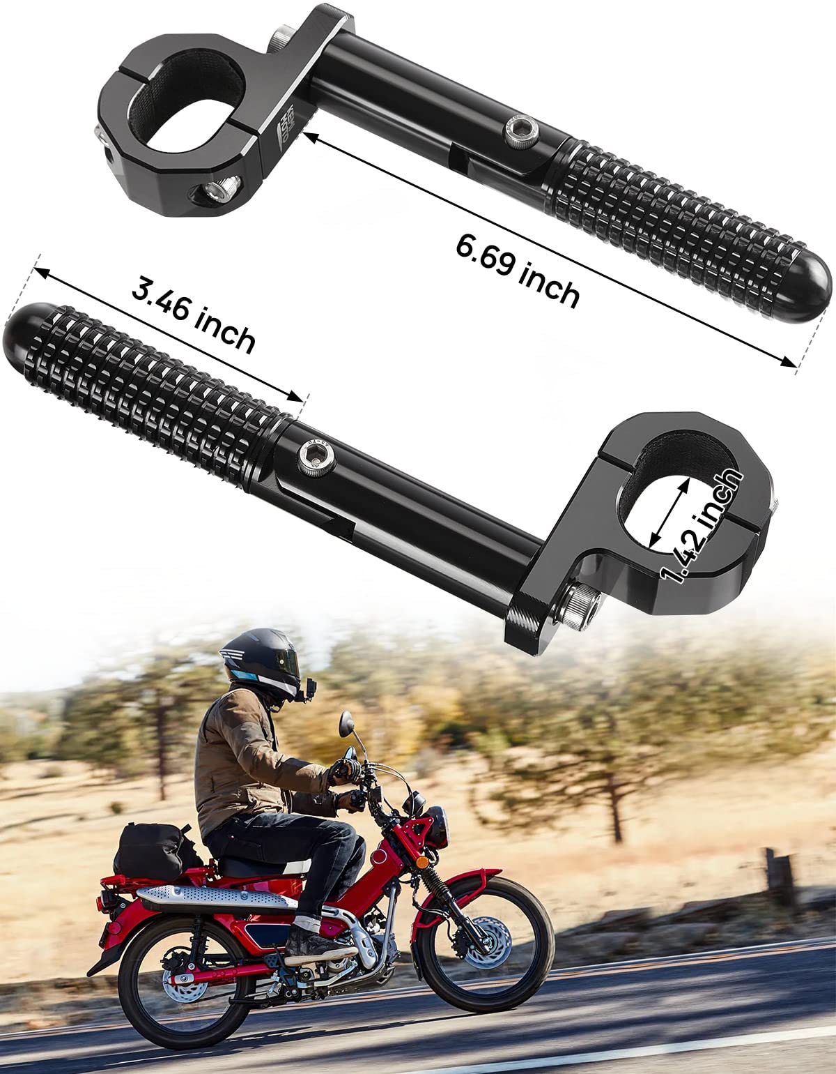 Photo of Rear Passenger Footrest Foot Pegs for CT125 Trail 125 by Kemimoto - Premium for UTVs / Side by Sides