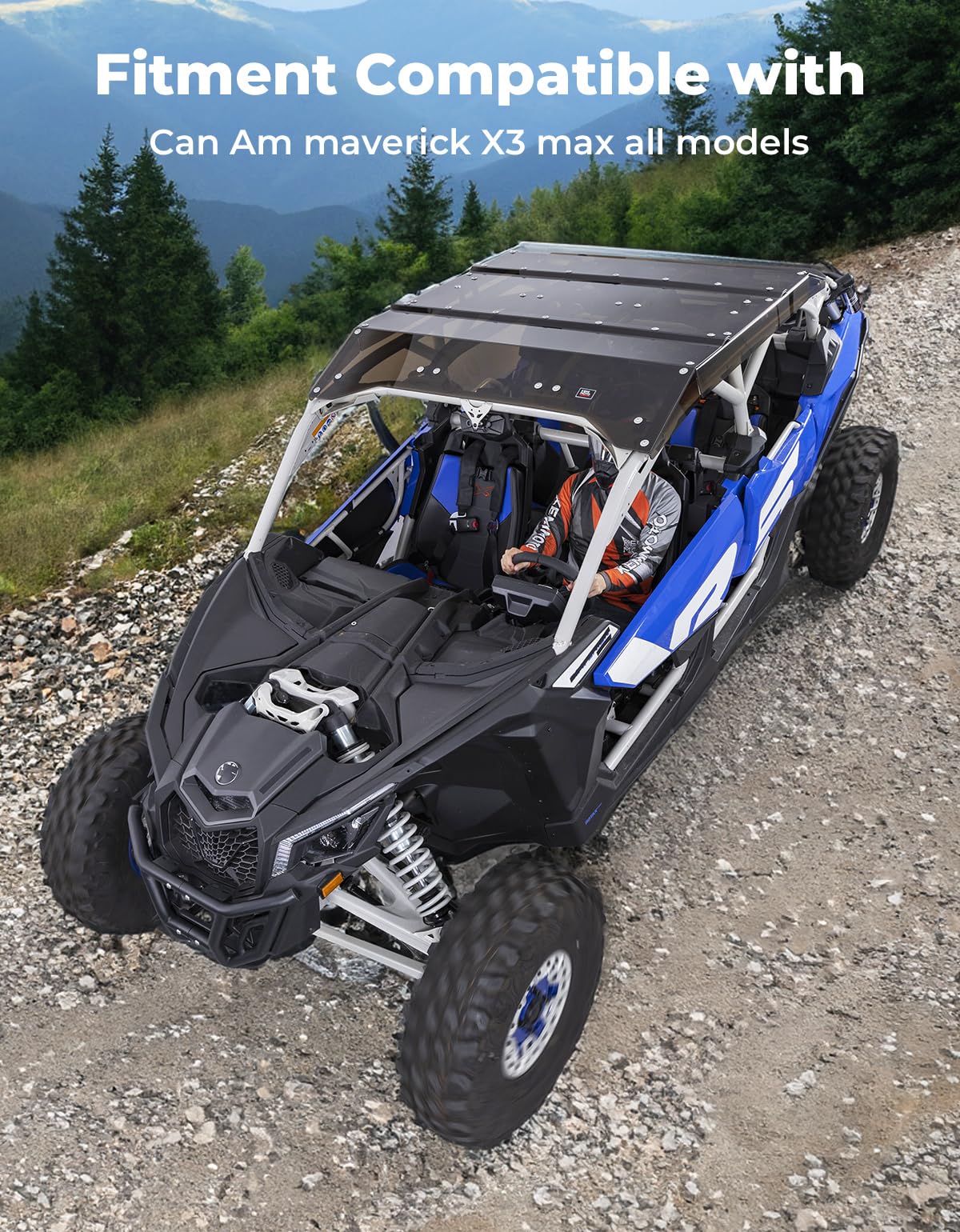Photo of Tinted Roof UV and Impact Resistant for Can-Am Maverick X3 MAX by Kemimoto - Premium for UTVs / Side by Sides