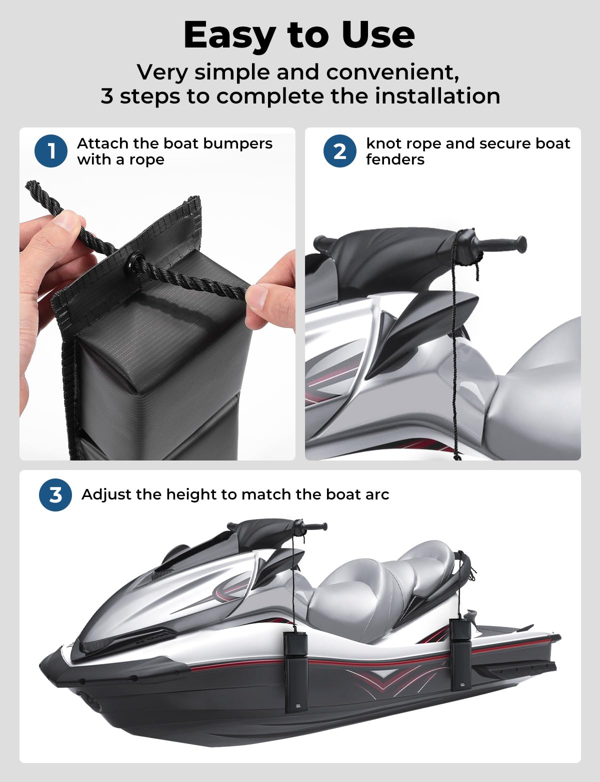 Photo of PWC Jet Ski Folding Design Bumpers with Length 25in by Kemimoto - Premium for UTVs / Side by Sides