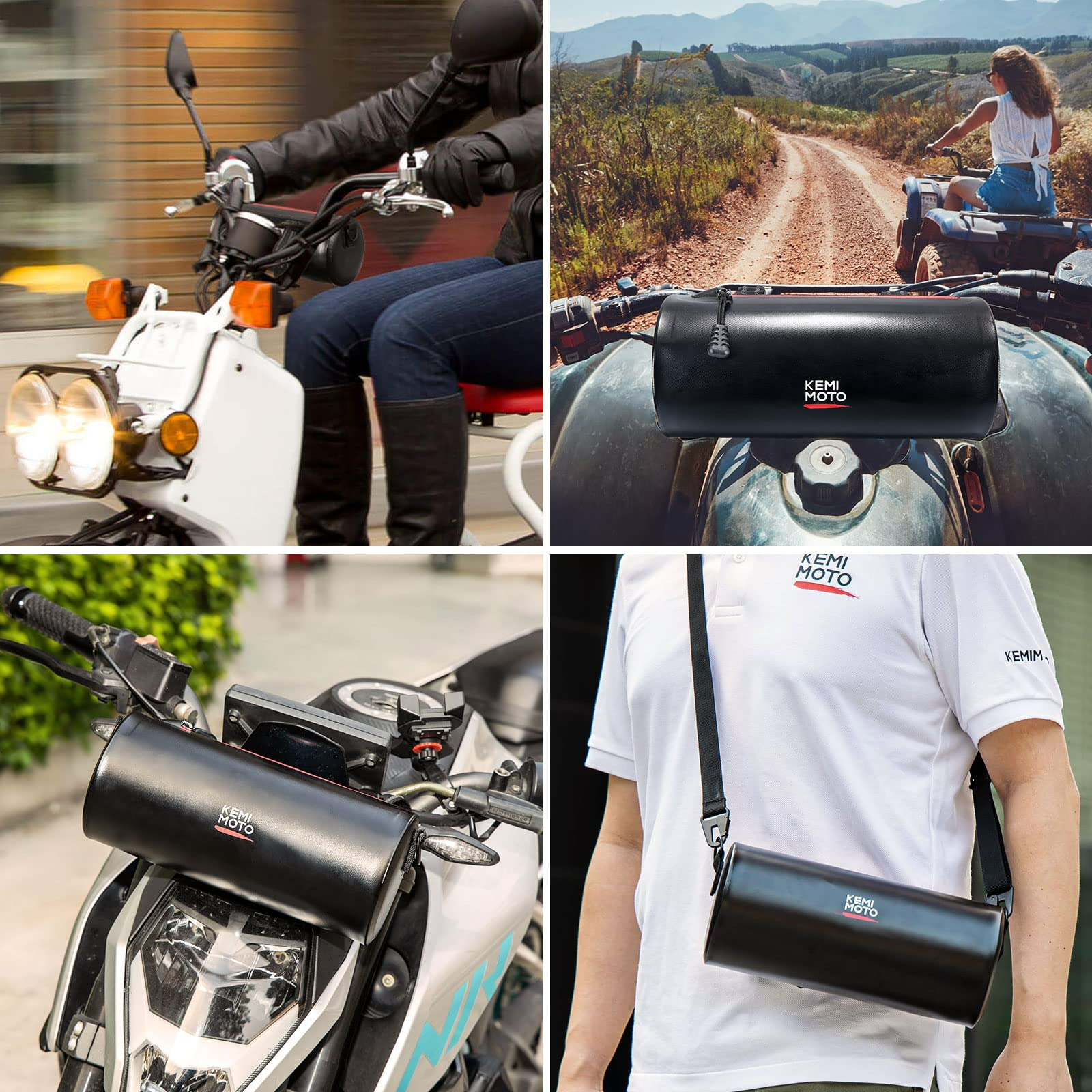Photo of Motorcycle Universal Handlebar Bag by Kemimoto - Premium for UTVs / Side by Sides