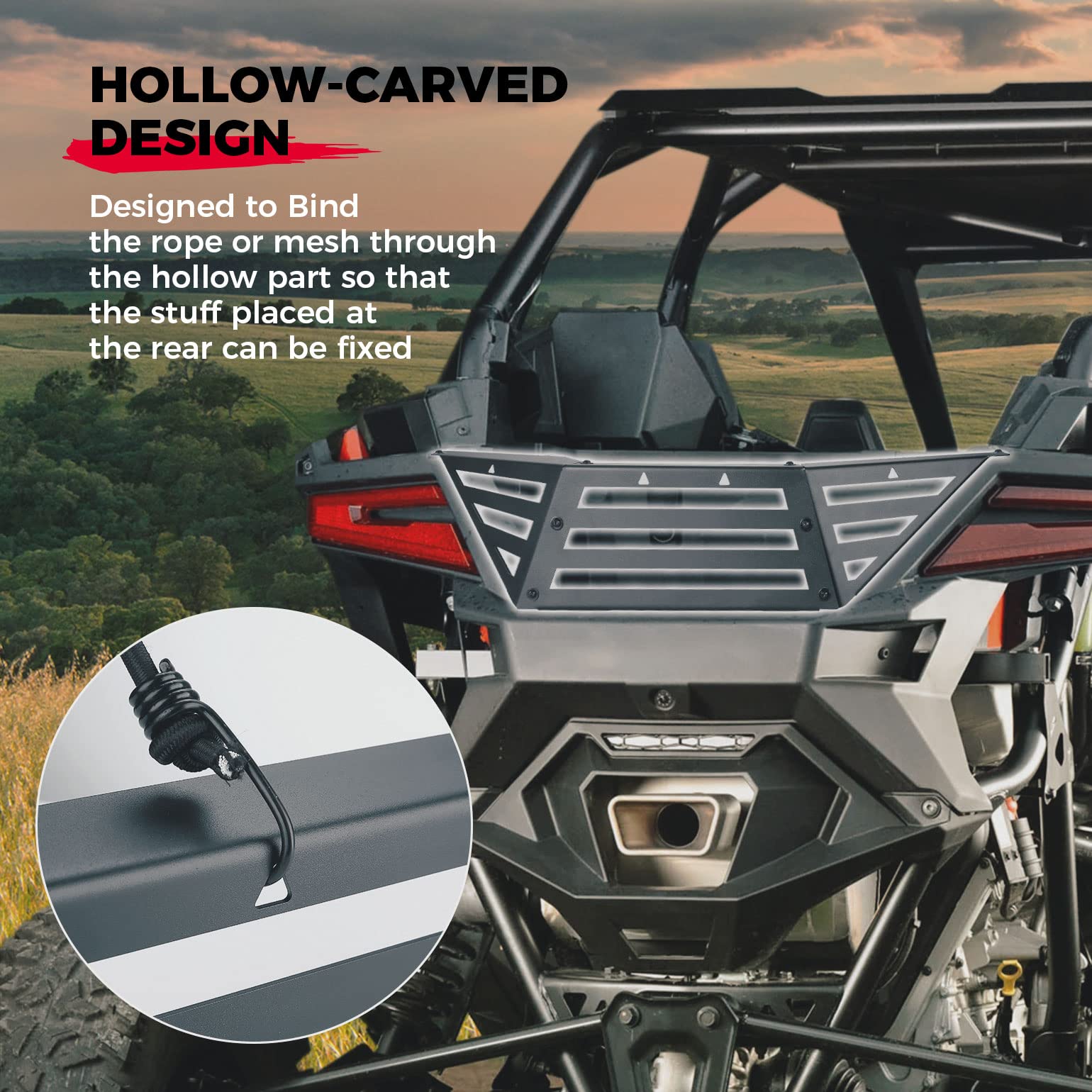 Photo of Rear Cargo Bed Extender Tailgate for Polaris RZR Pro R/4 2022-2024 by Kemimoto - Premium for UTVs / Side by Sides