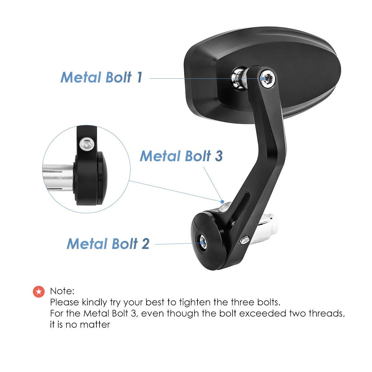 Photo of Motorcycle Handlebar Rearview Mirrors by Kemimoto - Premium for UTVs / Side by Sides