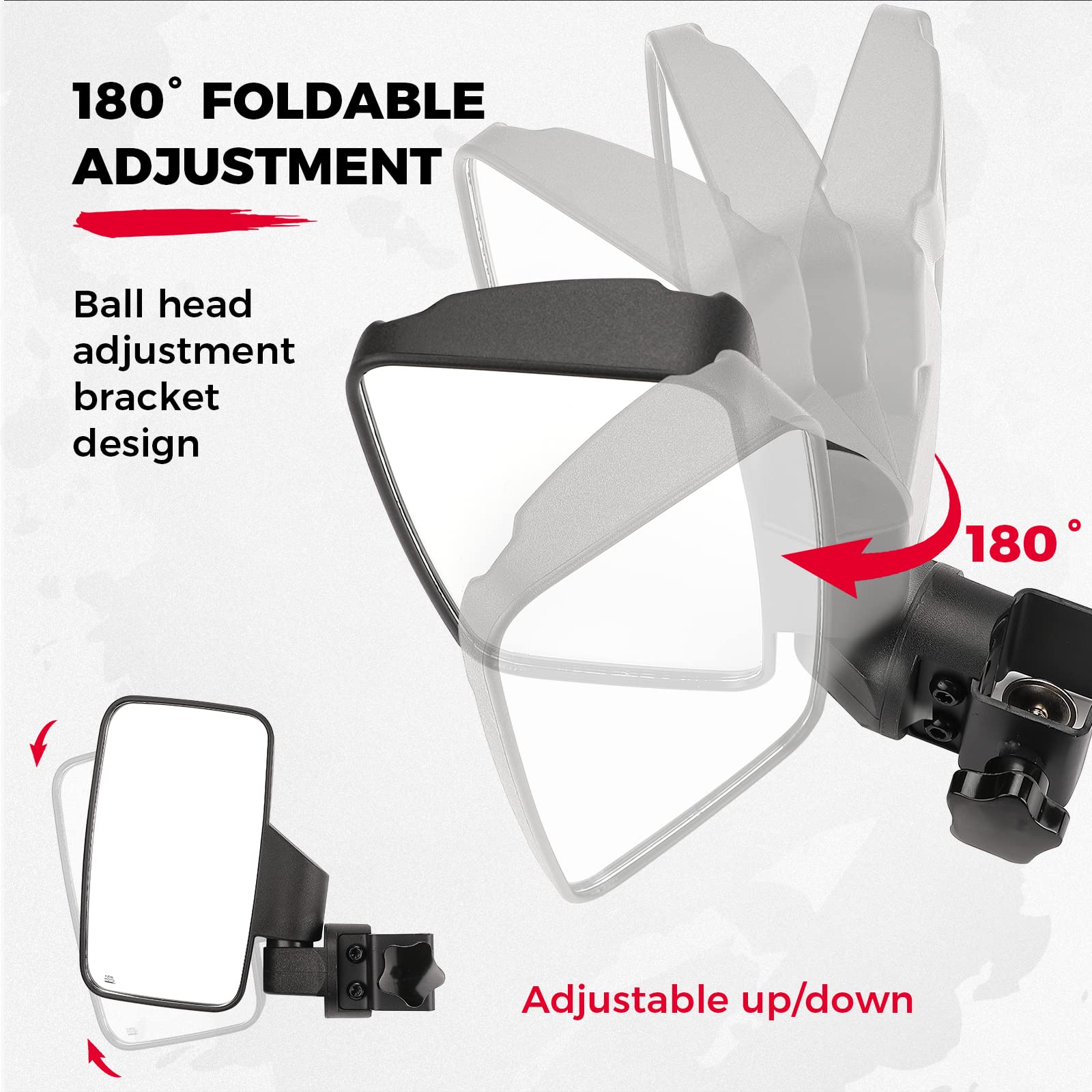 Photo of Golf Cart Side Mirrors for 0.75"-1.25" Square Rail by Kemimoto - Premium for UTVs / Side by Sides
