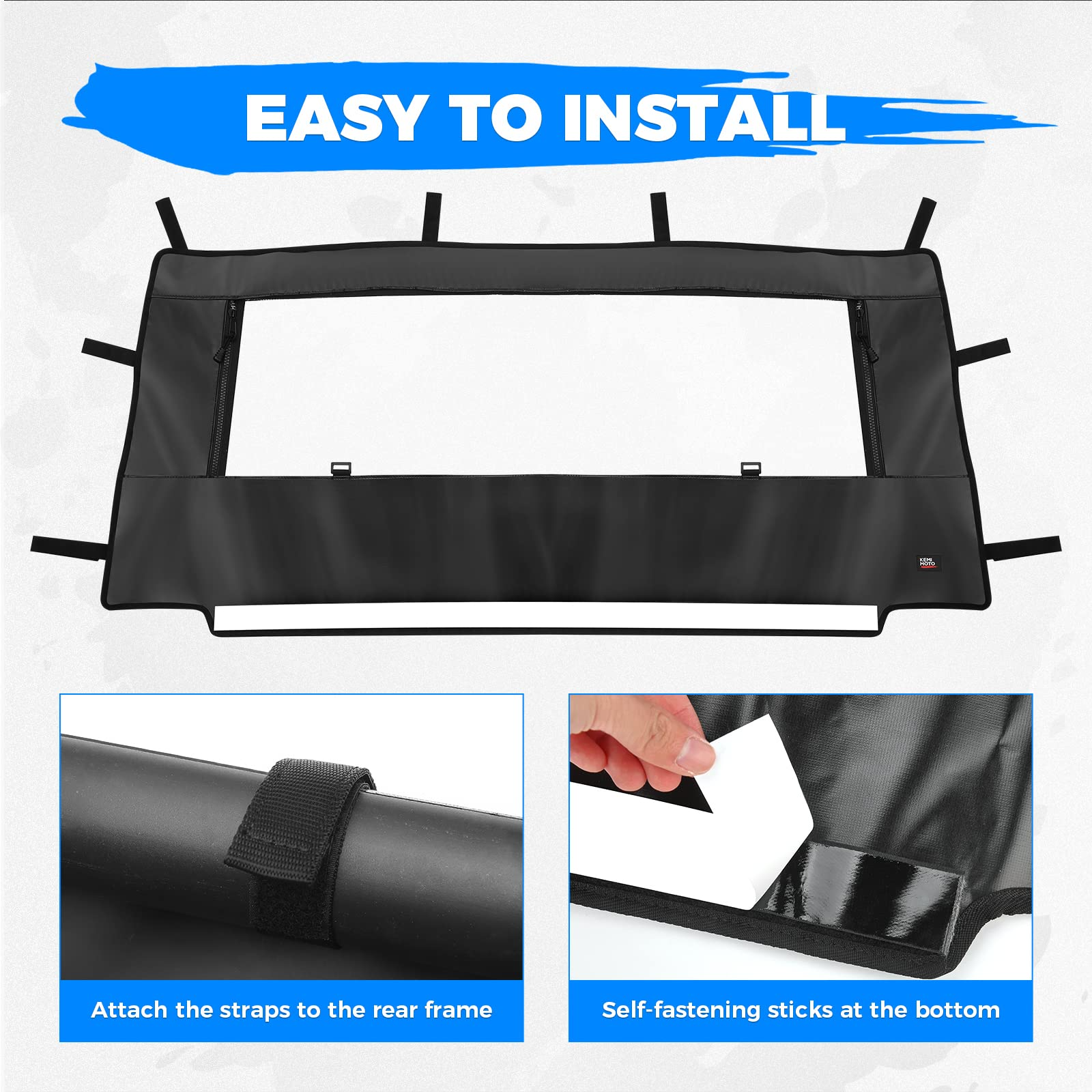 Photo of PVC Soft Rear Windshield for Polaris General 1000 /XP 1000 by Kemimoto - Premium for UTVs / Side by Sides