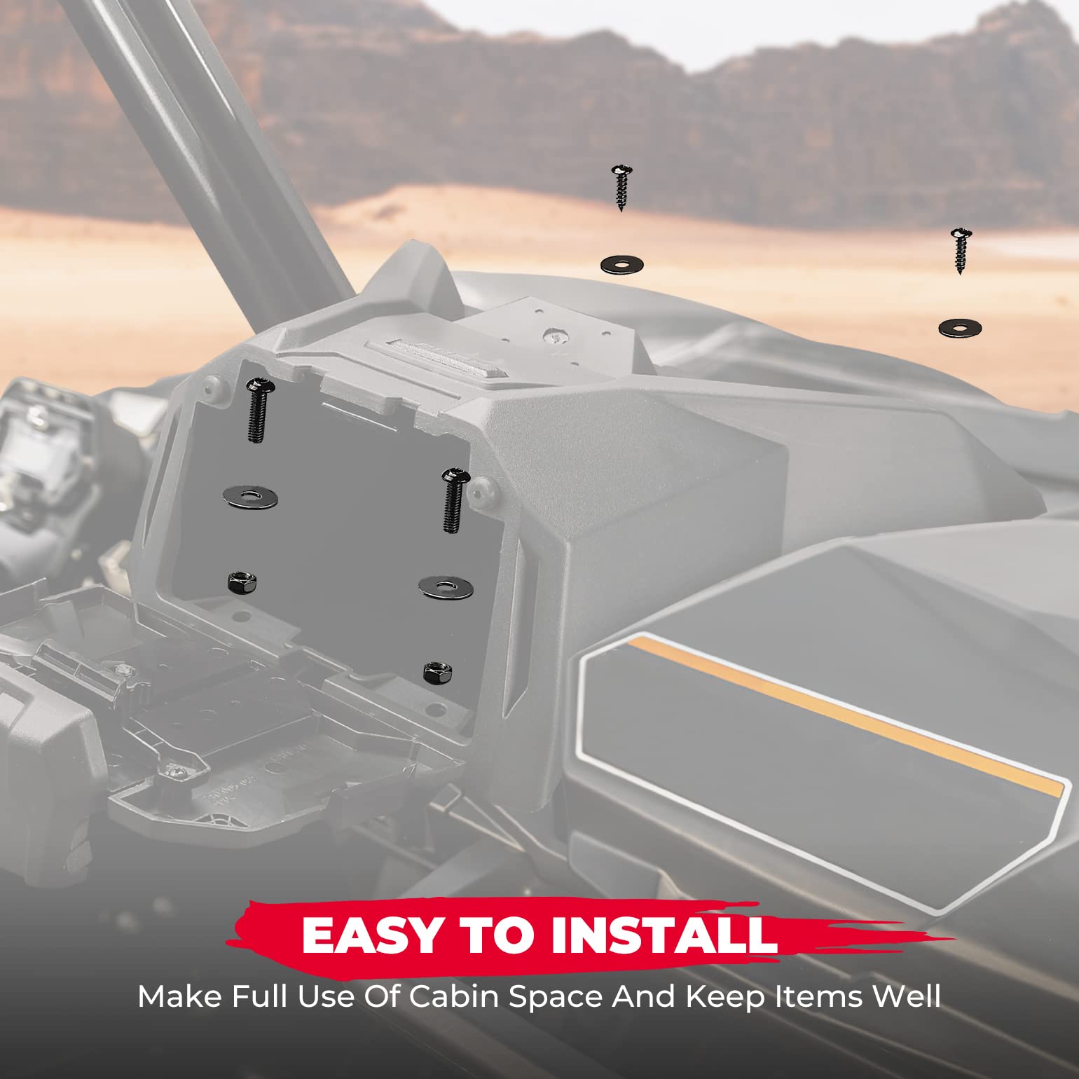 Photo of Tablet Holder With Storage Box for Can Am Maverick Sport & Trail, Commander by Kemimoto - Premium for UTVs / Side by Sides