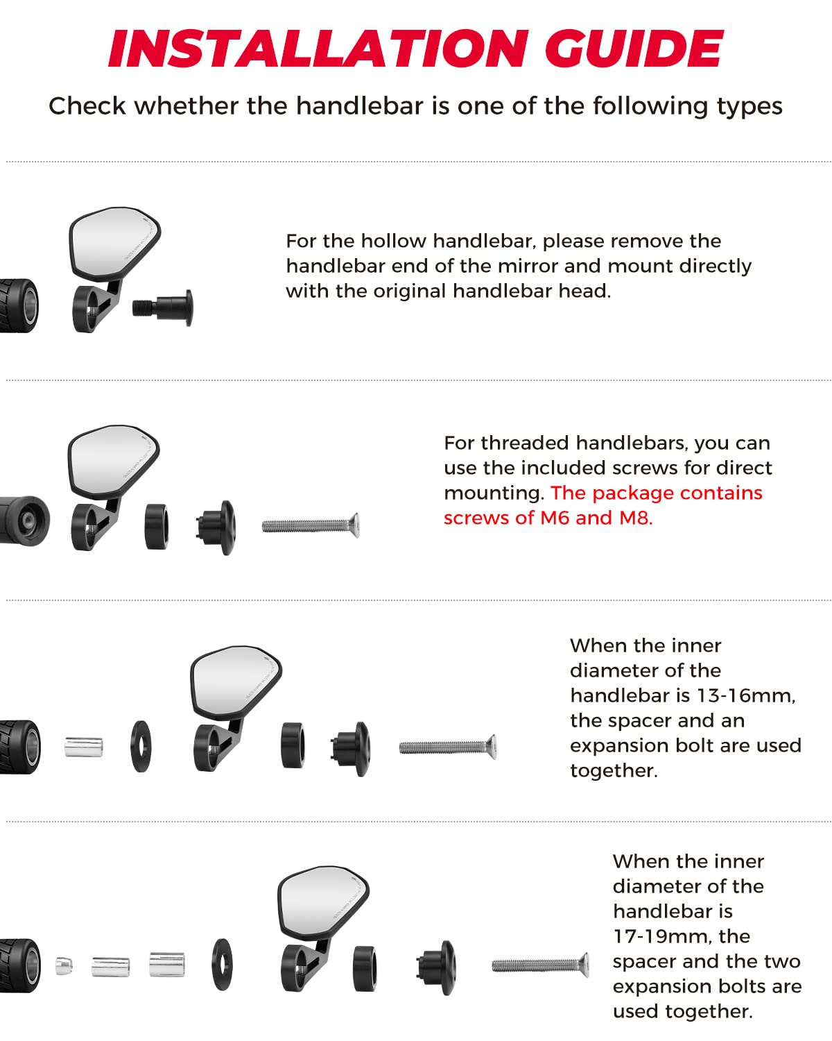 Photo of Motorcycle Bar End Mirrors for Sportster, Softail, Dyna, Road King by Kemimoto - Premium for UTVs / Side by Sides
