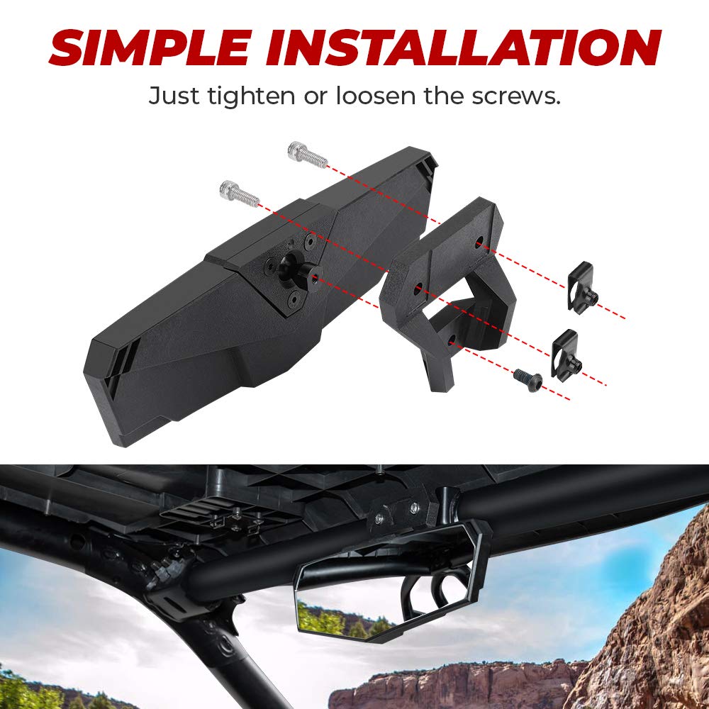 Photo of Kemimoto Center Rear View Mirror for Polaris RZR PRO XP / 4, Turbo R /4, RZR XP 1000 by Kemimoto - Premium for UTVs / Side by Sides