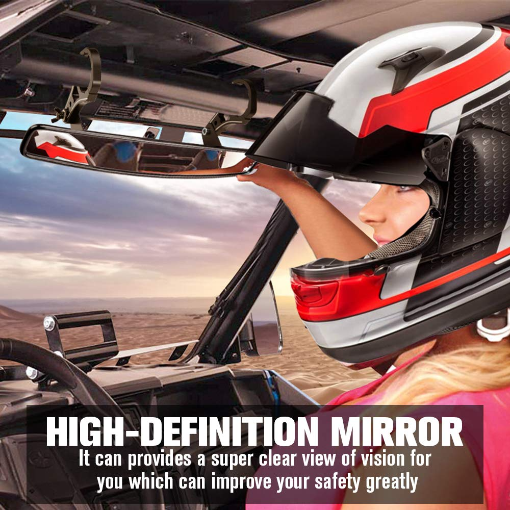 Photo of UTV Mirror with ShatterProof Tempered Glass and 1.75" Clamp Fit Polaris RZR by Kemimoto - Premium for UTVs / Side by Sides