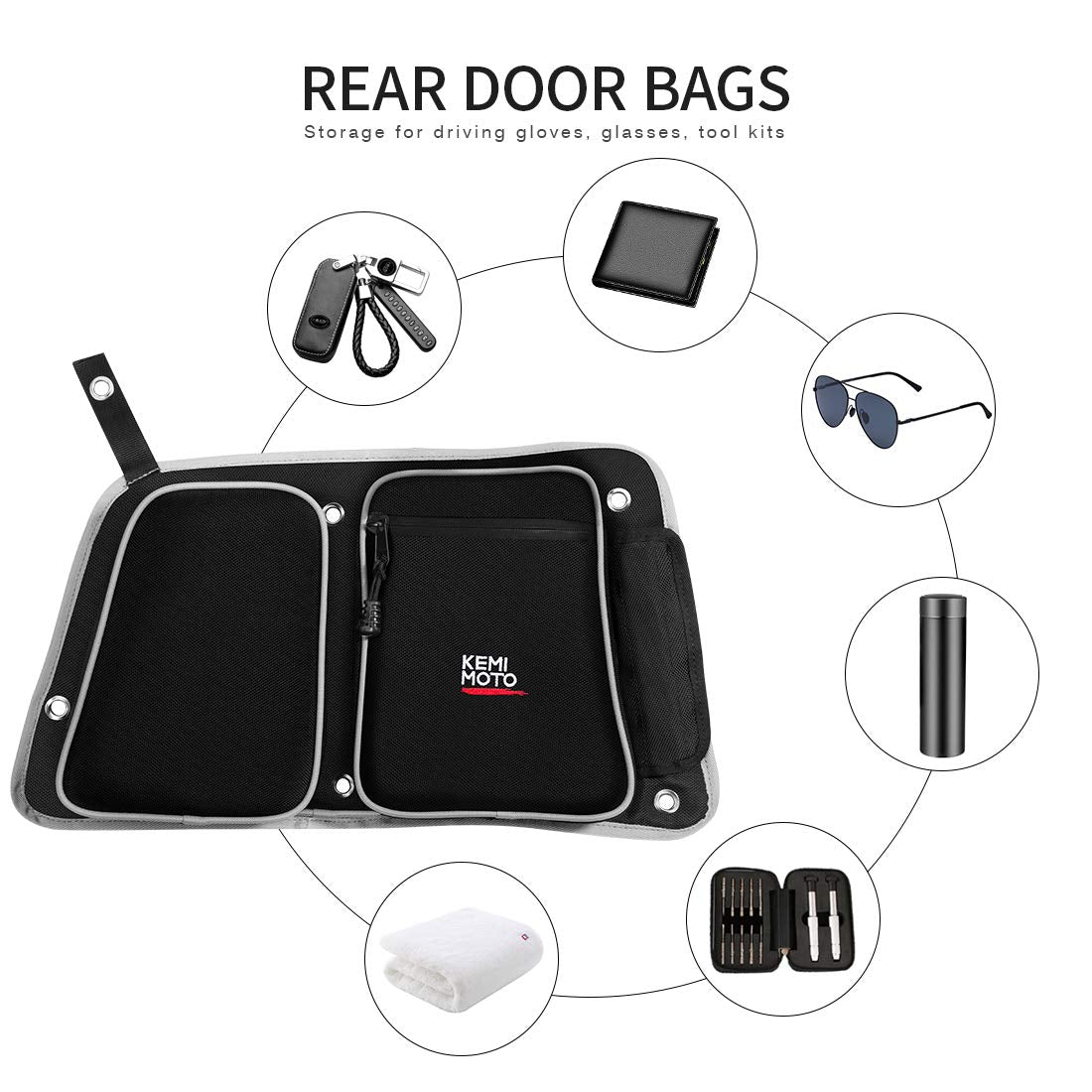 Photo of Rear Door Bags with Knee Pad for Polaris RZR XP 4 1000 2014-2023 by Kemimoto - Premium for UTVs / Side by Sides