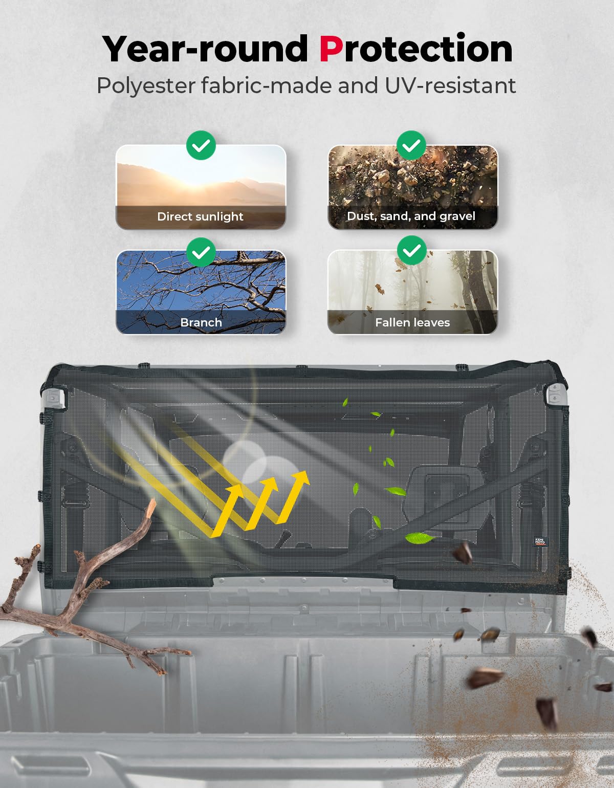 Photo of Rear Ventilated Window Nets for Can-Am Defender HD10|9|8|7|5 by Kemimoto - Premium for UTVs / Side by Sides