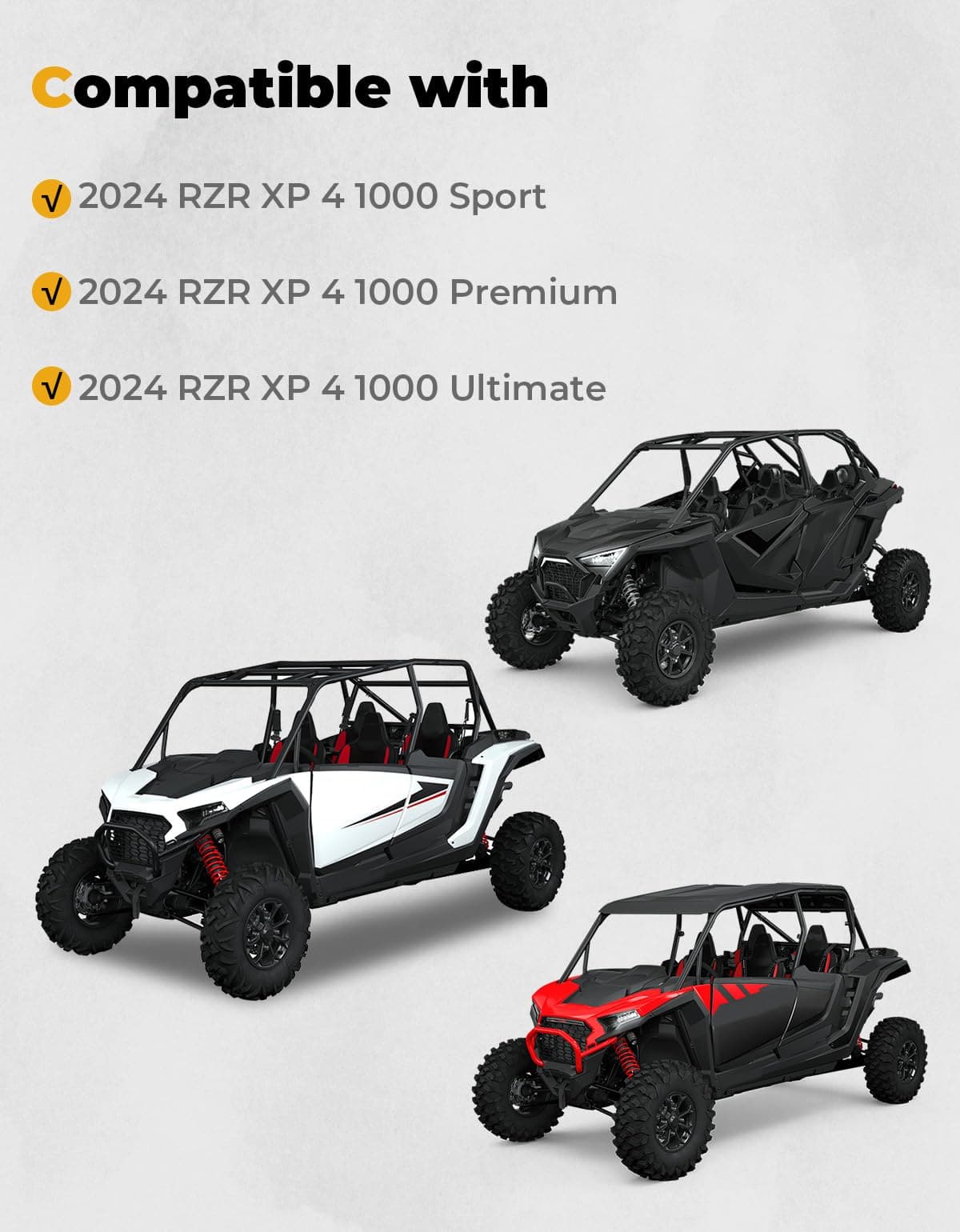 Photo of PVC Soft Roof Top for Polaris RZR XP 4 1000 2024-2025 by Kemimoto - Premium for UTVs / Side by Sides