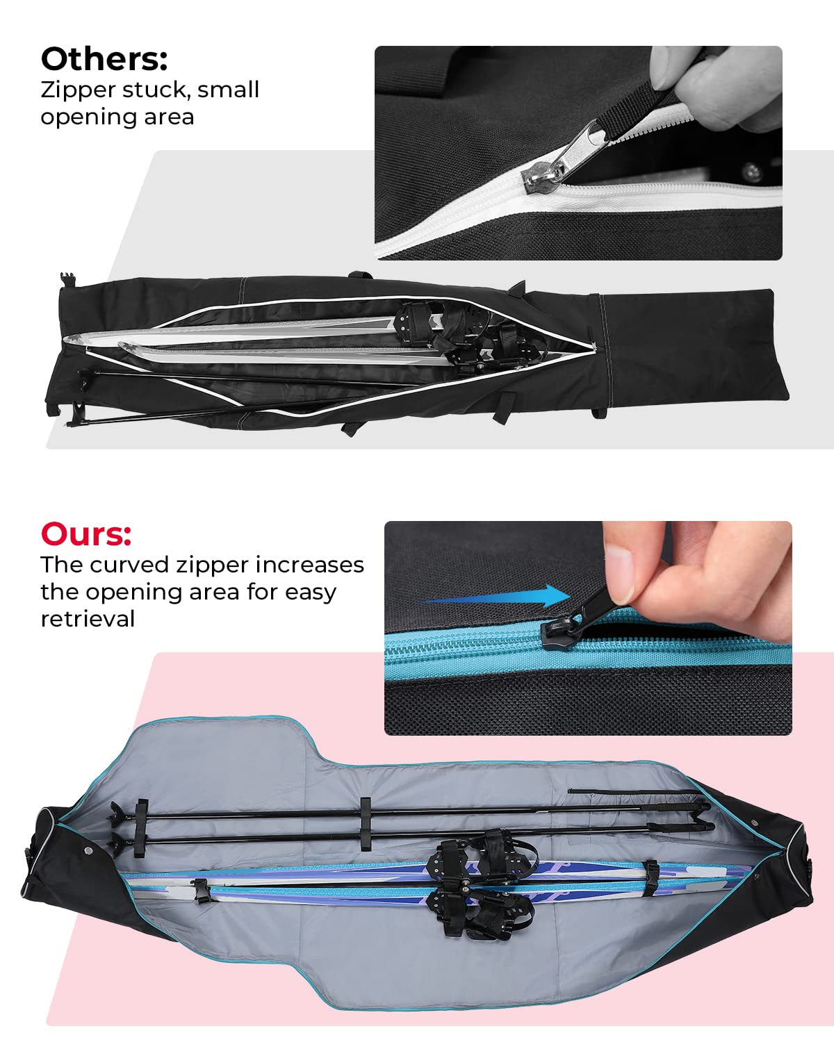 Photo of Ski Bag & Boot Bag Combo Fit Skis Up to 200cm by Kemimoto - Premium for UTVs / Side by Sides