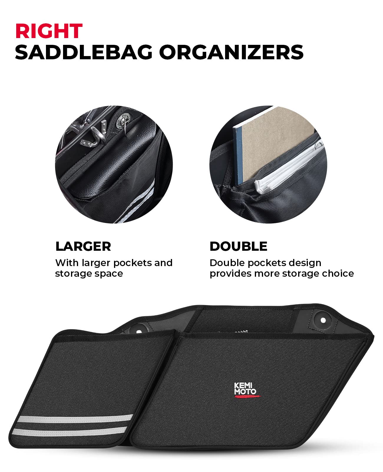 Photo of Saddle Bag Organizers for 2014-2024 Street Glide Road King Road Glide Electra Glide by Kemimoto - Premium for UTVs / Side by Sides