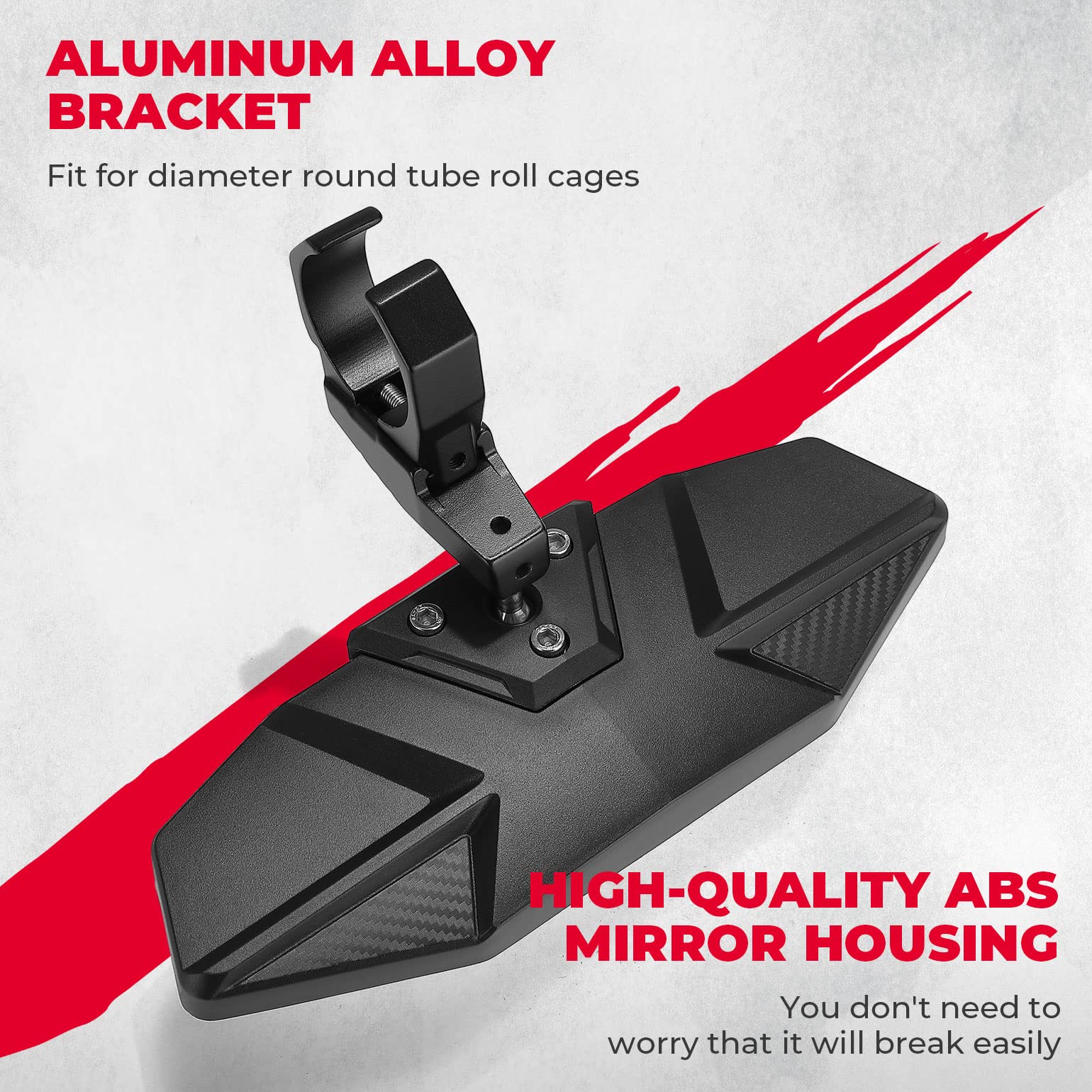 Photo of Upgraded UTV Rear View Mirror for 1.6"-2" Roll Bar Mount by Kemimoto - Premium for UTVs / Side by Sides