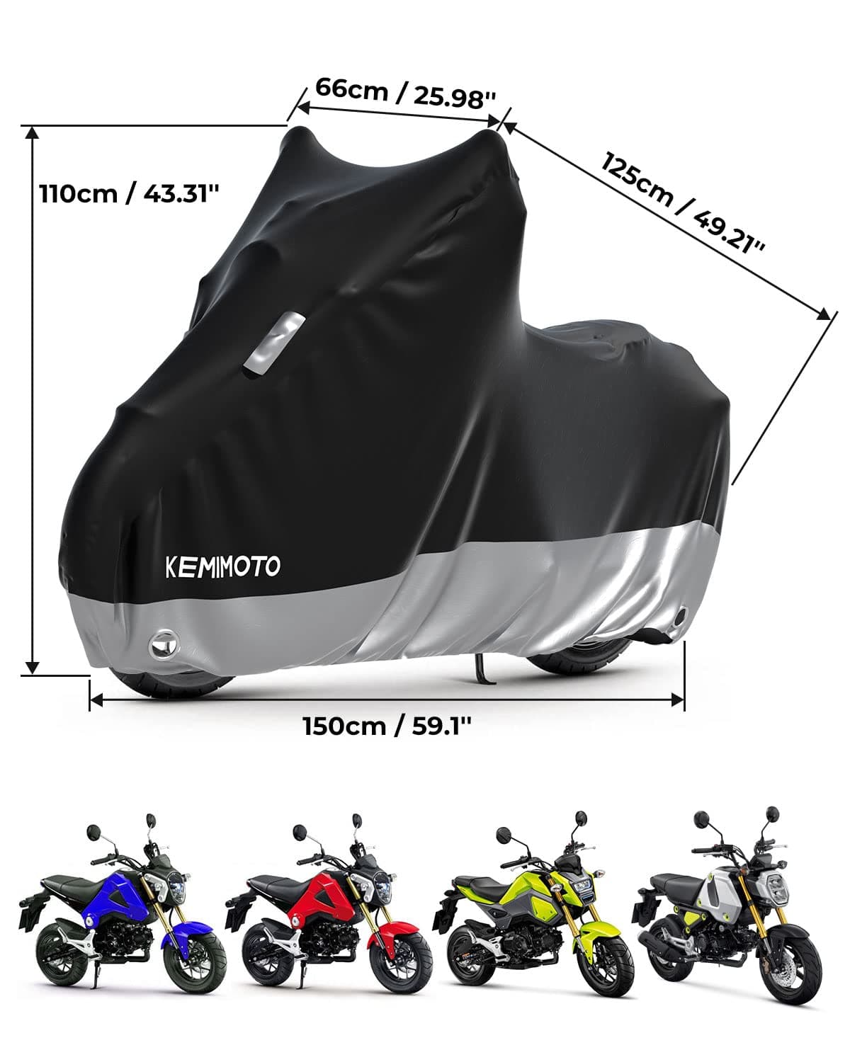 Photo of Waterproof Motorcycle Cover for Grom MSX125 by Kemimoto - Premium for UTVs / Side by Sides