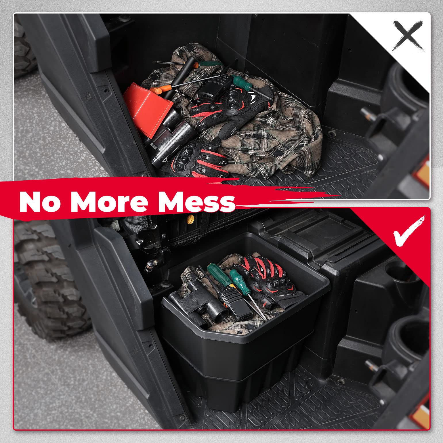 Photo of Under Seat Storage Box for Polaris Ranger XP 1000 / Crew (2018-2024) by Kemimoto - Premium for UTVs / Side by Sides