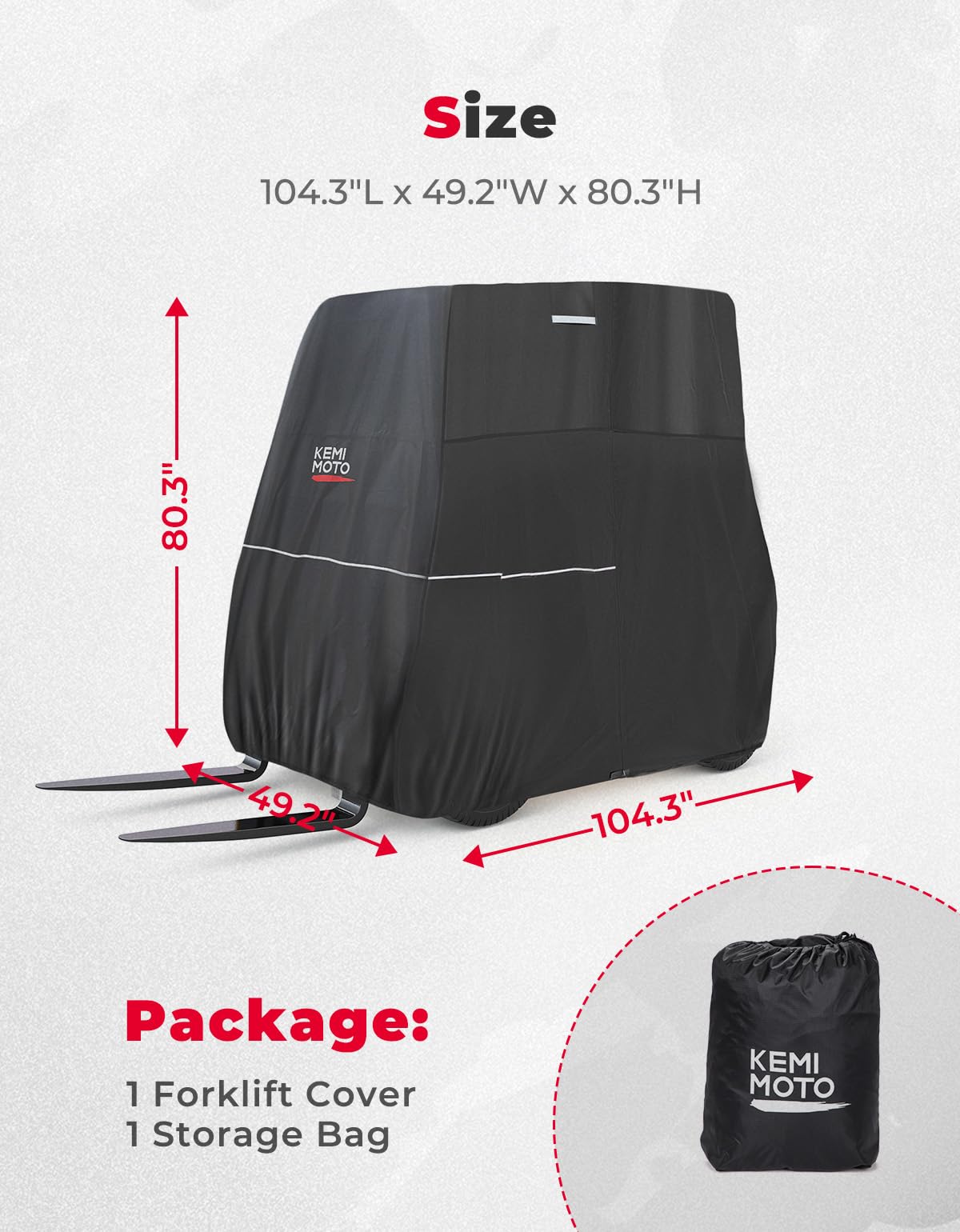 Photo of Kemimoto Forklift Storage Cover Side Zippered Hatch Heavy Duty 420D Oxford by Kemimoto - Premium for UTVs / Side by Sides