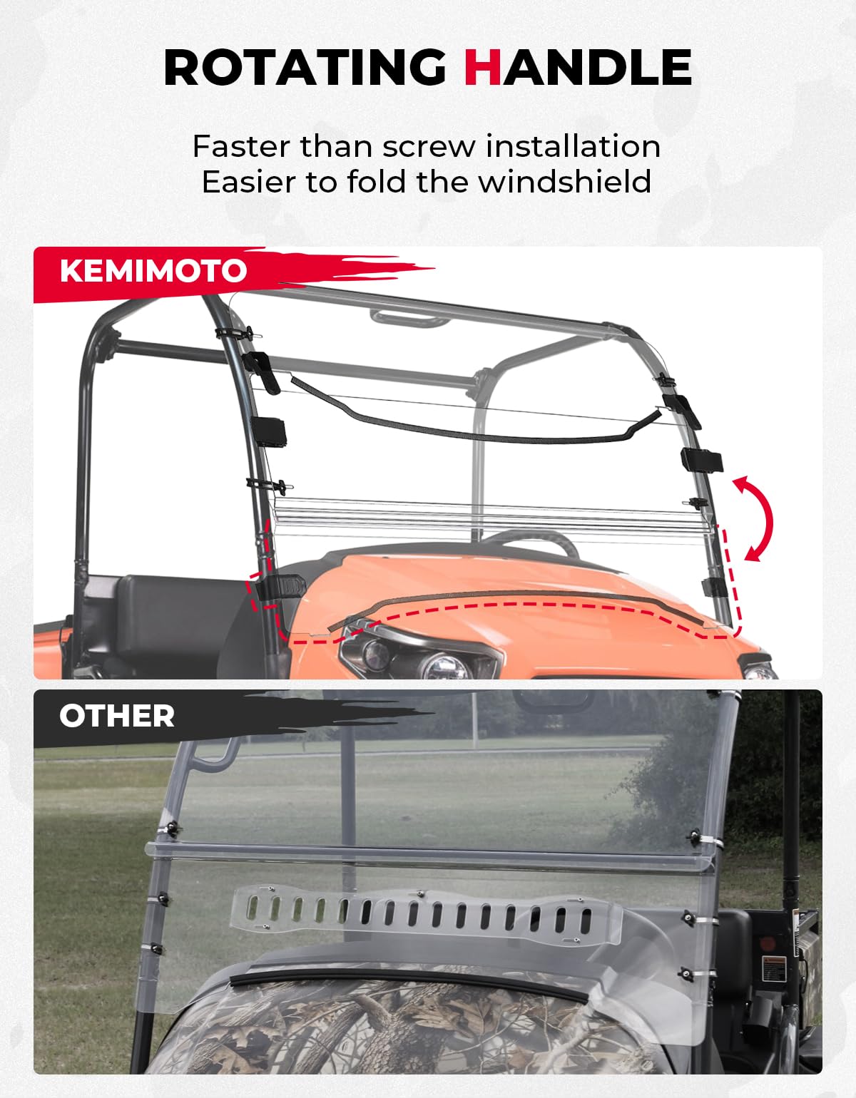 Photo of Front Windshield Scratch Resistant for Kubota RTV 400/500/520 by Kemimoto - Premium for UTVs / Side by Sides