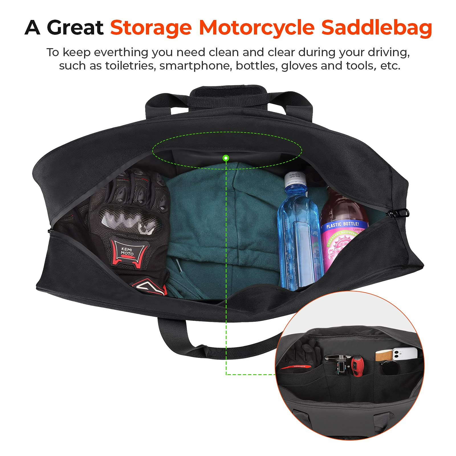 Photo of Motorcycle Saddlebag Liner Bag for Touring Models Street Glide Road by Kemimoto - Premium for UTVs / Side by Sides