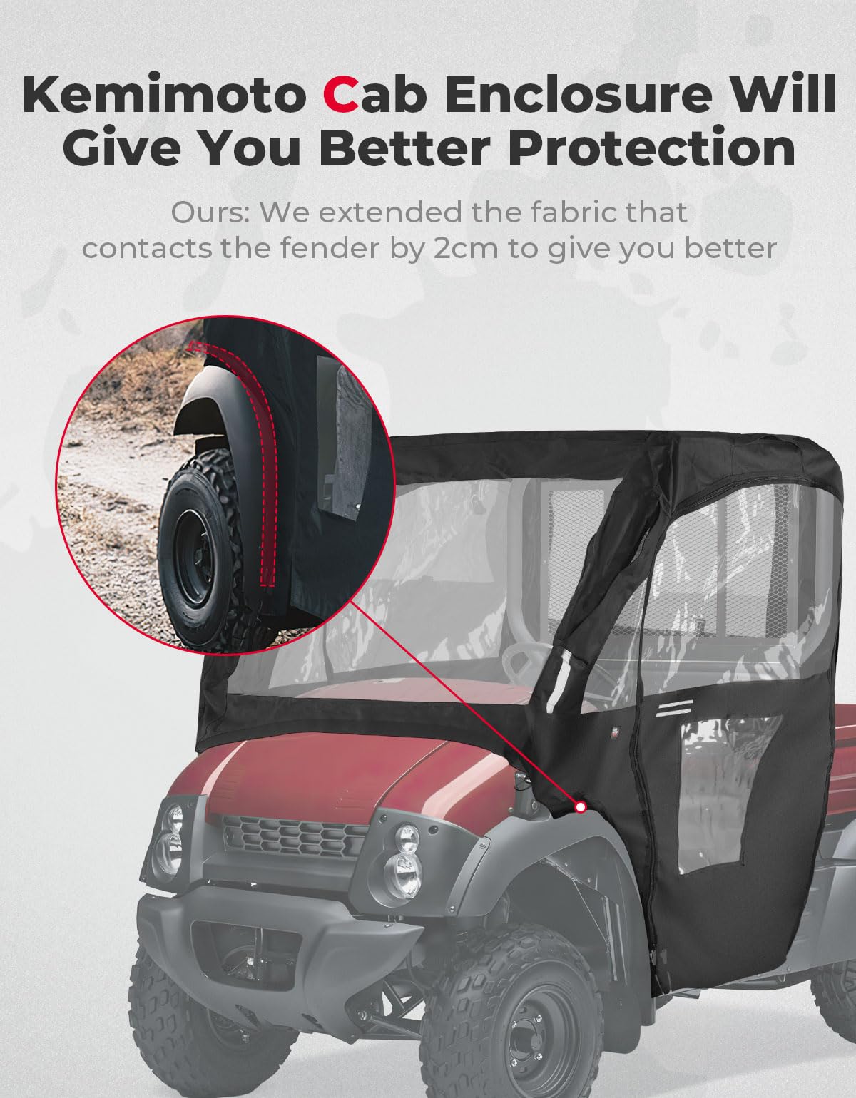 Photo of Soft Cab Enclosure Doors for Kawasaki Mule 600 610 (2015 models and older) by Kemimoto - Premium for UTVs / Side by Sides