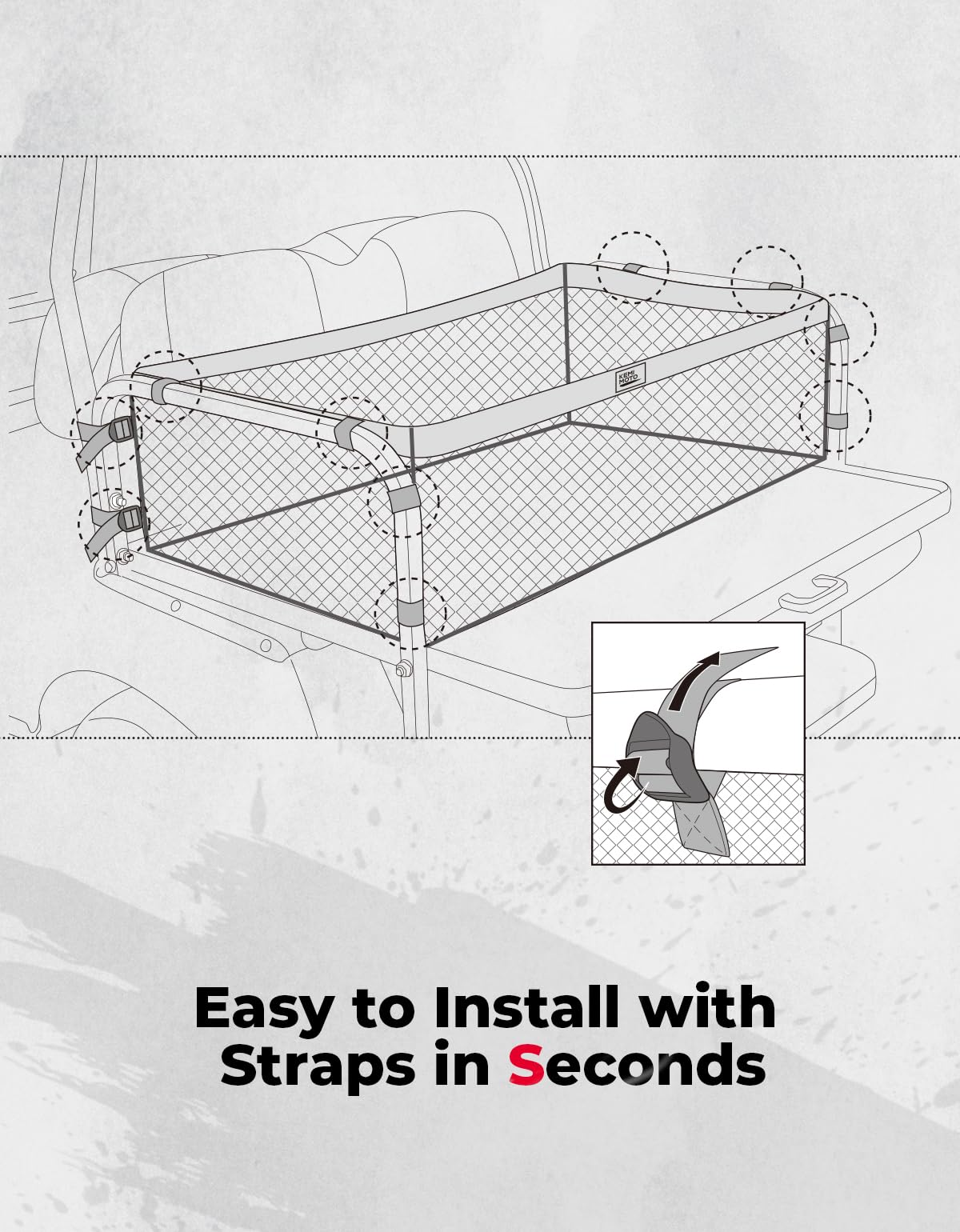 Photo of 4 Passenger Cargo Net for Club Car, EZGO, Drive Golf Carts by Kemimoto - Premium for UTVs / Side by Sides