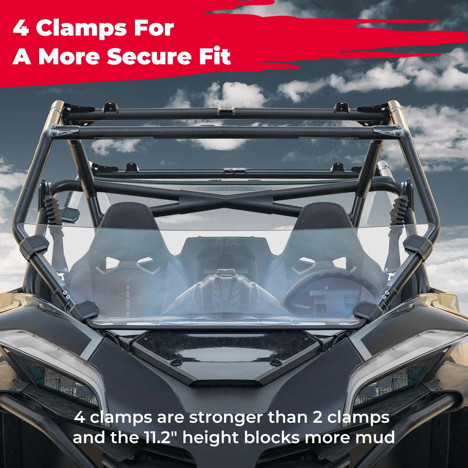 Photo of Kemimoto Front Half Windshield for CFMOTO ZForce 950 by Kemimoto - Premium for UTVs / Side by Sides