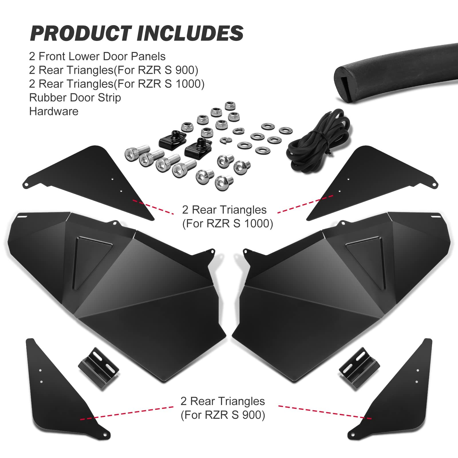 Photo of Lower Door Panel Inserts for Polaris RZR S 900/S 1000/XP 1000/XP Turbo by Kemimoto - Premium for UTVs / Side by Sides
