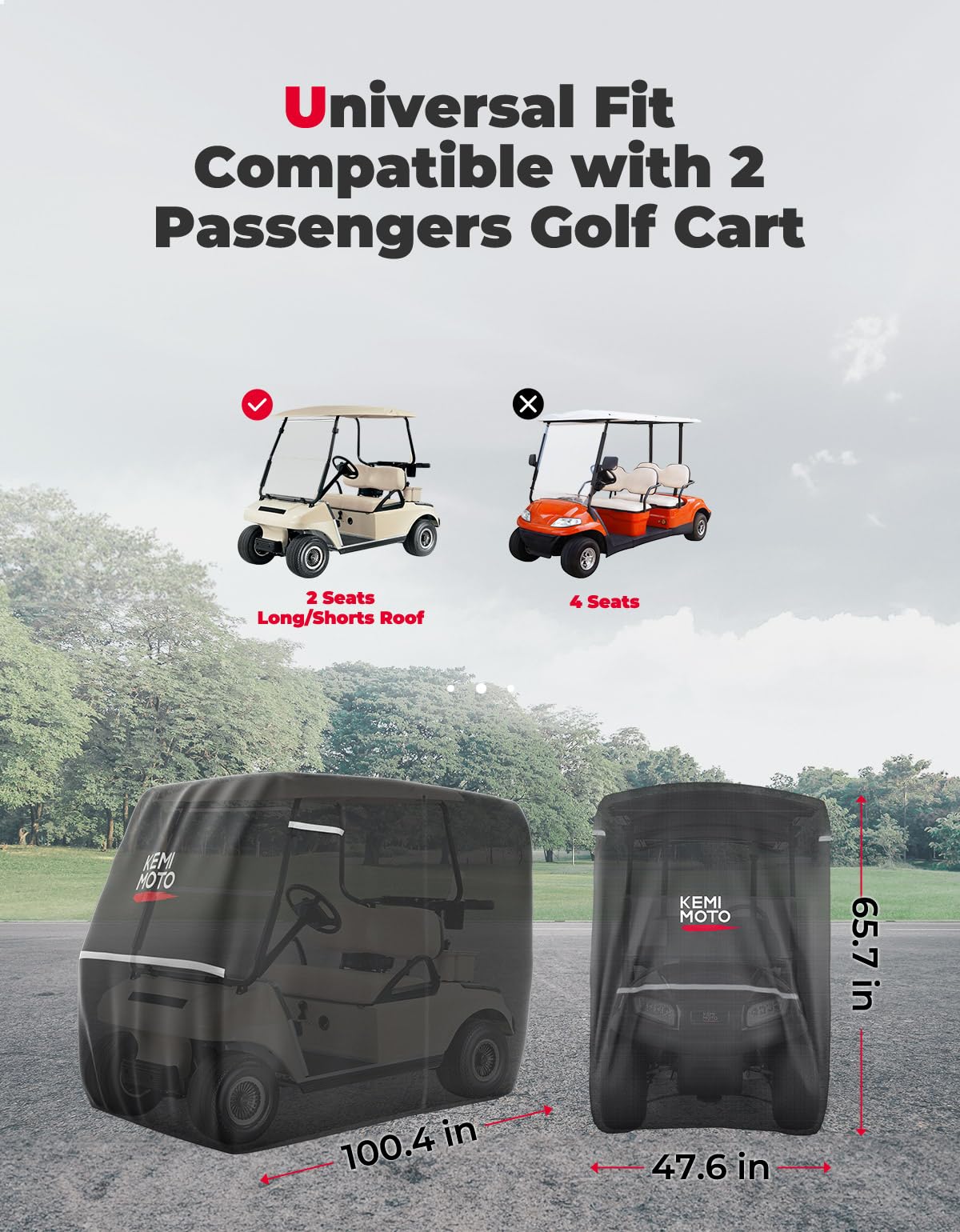 Photo of Heavy-Duty Golf Cart Cover for EZGO Club Car Models by Kemimoto - Premium for UTVs / Side by Sides