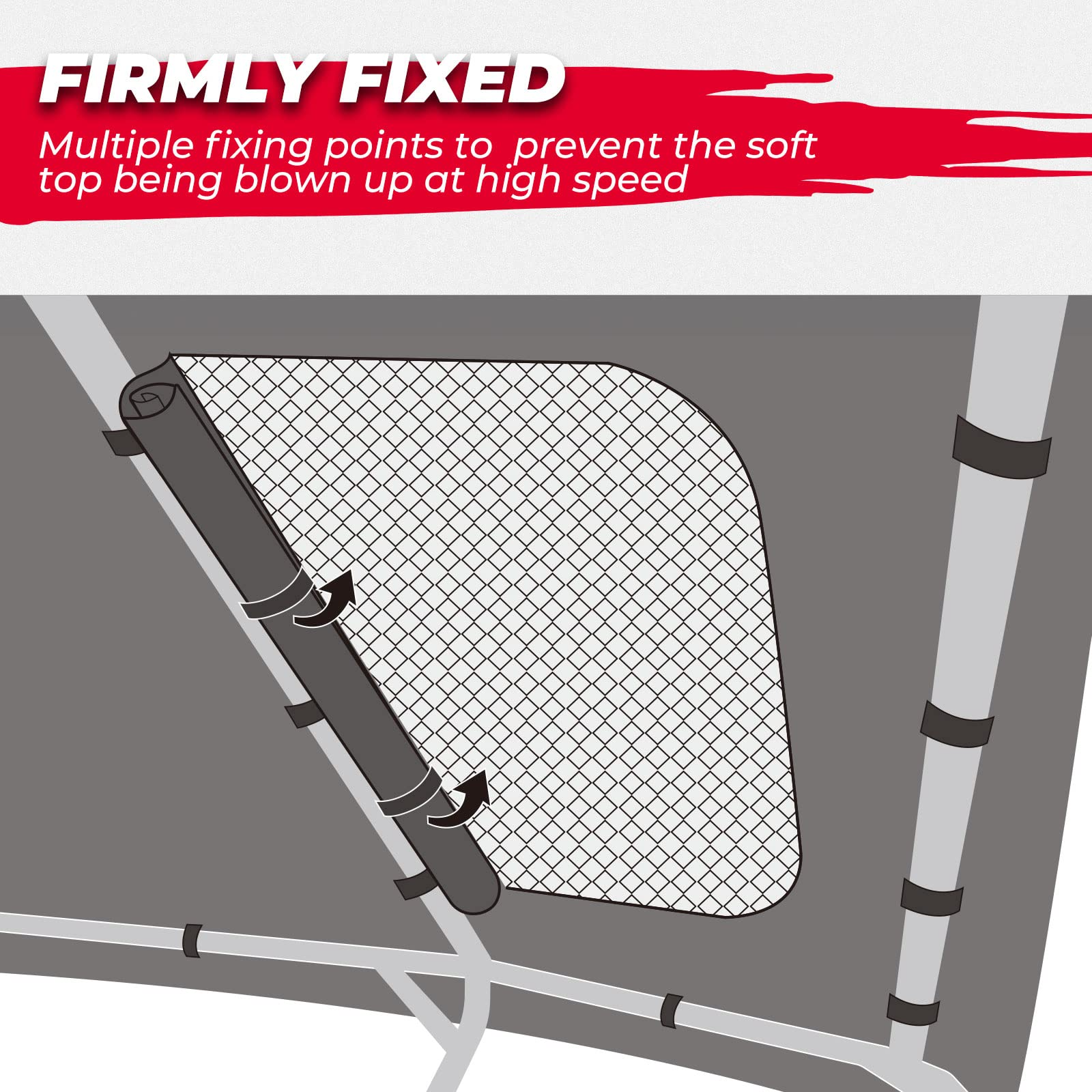 Photo of Soft Top Roof 1680D Fabric for Polaris RZR PRO XP4 4-Seater Models by Kemimoto - Premium for UTVs / Side by Sides