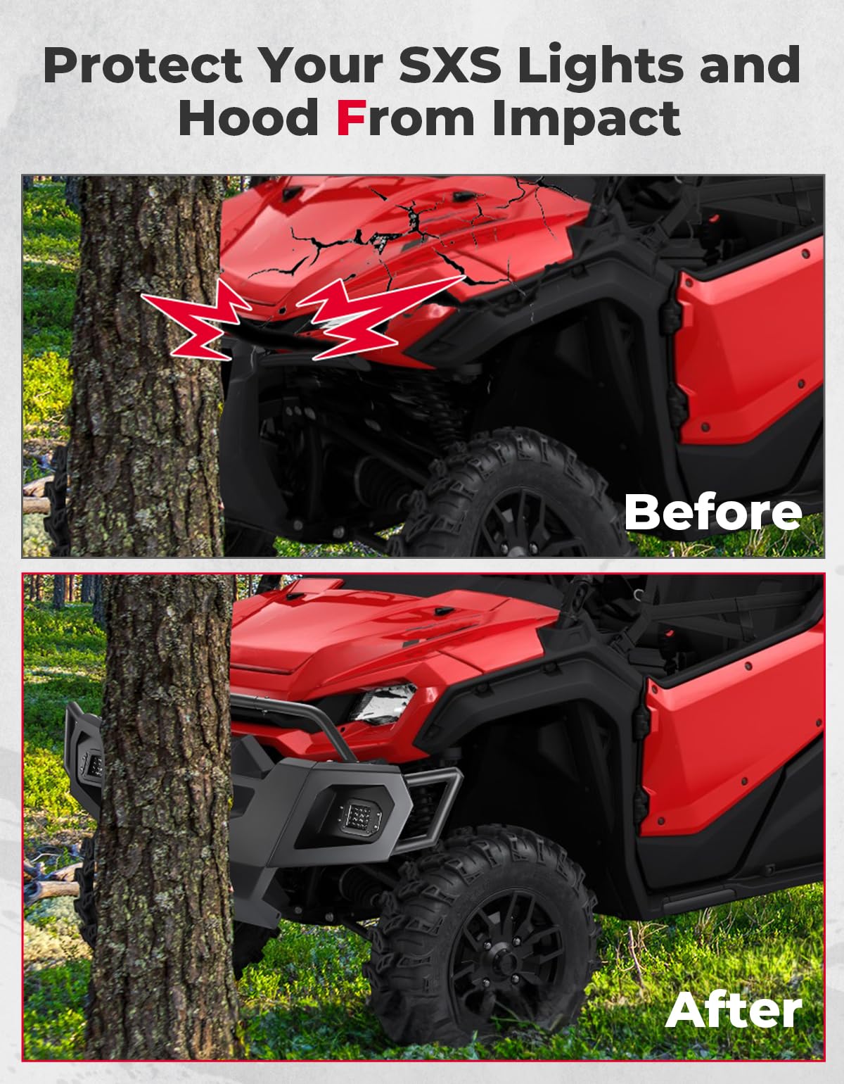 Photo of UTV Front Bumper with Lights for Pioneer 1000-6 2023-2024 by Kemimoto - Premium for UTVs / Side by Sides
