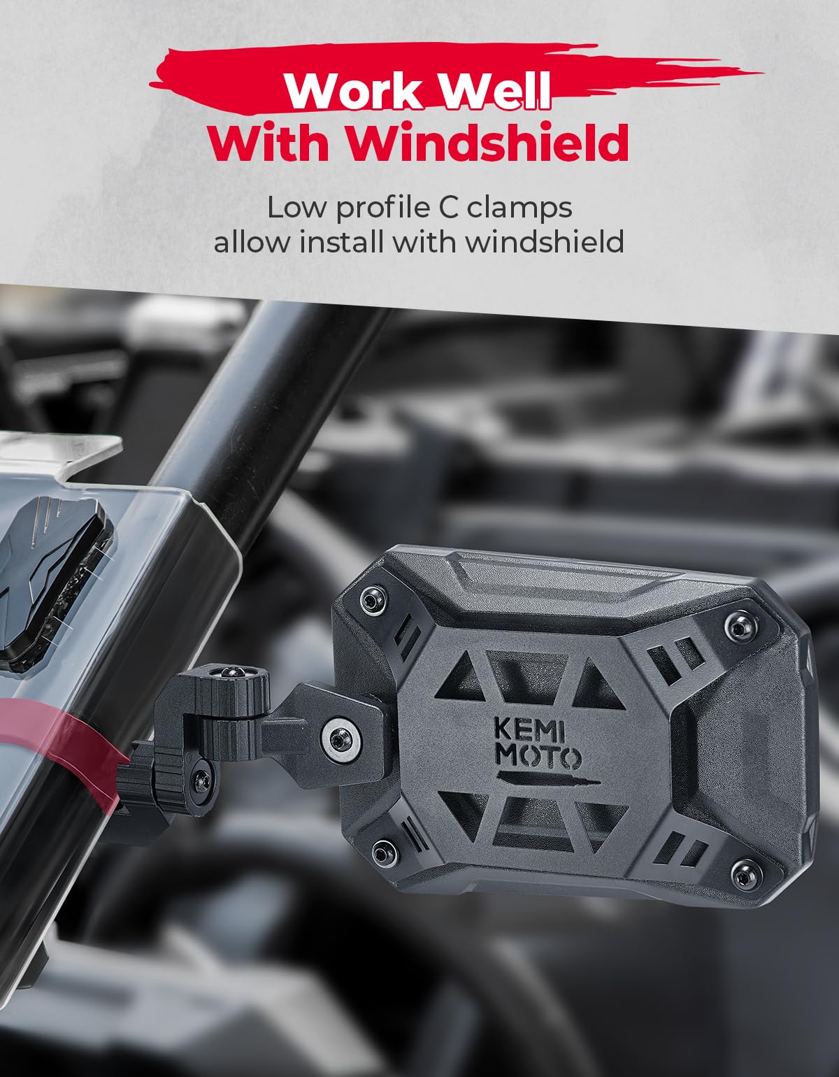 Photo of UTV Side Mirrors, Tool-free Multi-Adjustment for Can Am Maverick X3/ RZR w/ 1.65-2" Roll bar by Kemimoto - Premium for UTVs / Side by Sides