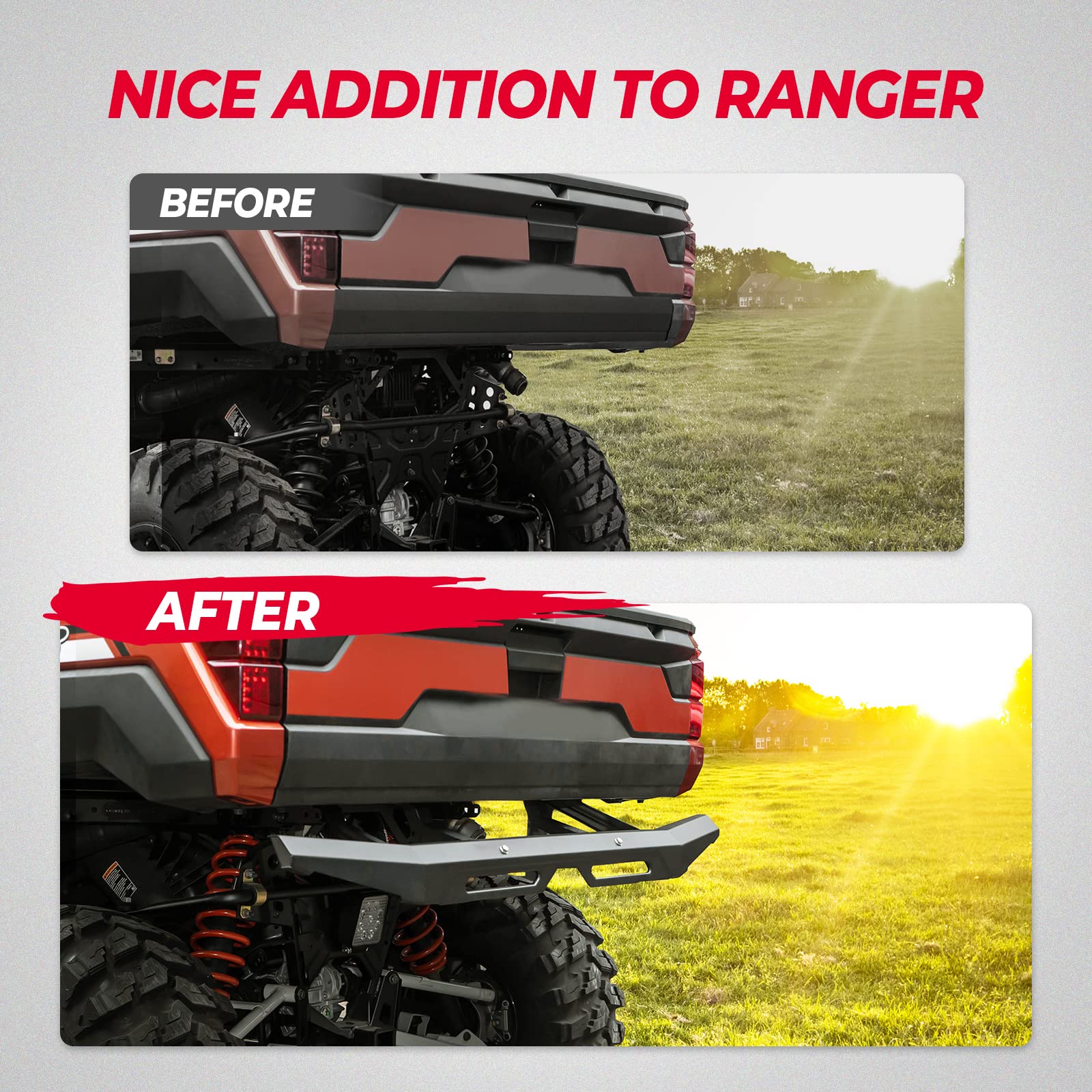 Photo of Rear Brushguard Bumper for Polaris Ranger XP 1000 / CREW 2018-2024 by Kemimoto - Premium for UTVs / Side by Sides