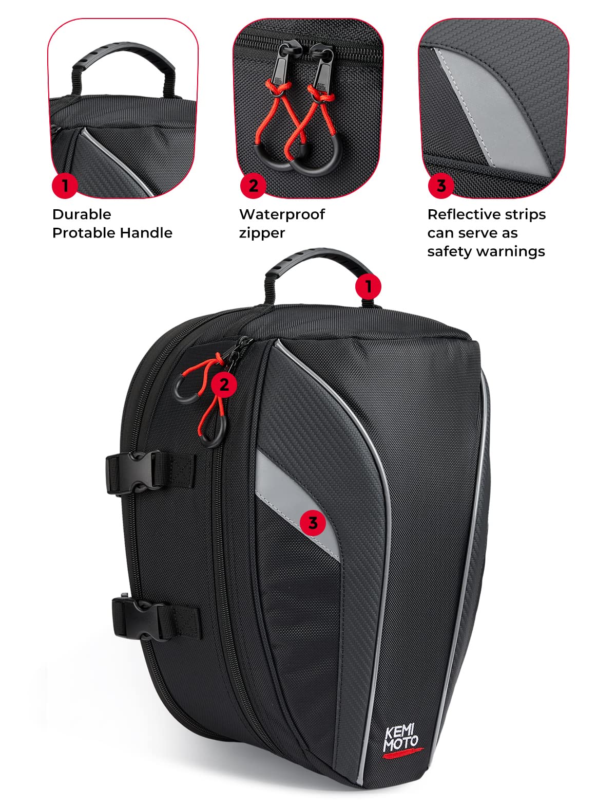 Photo of Tail Bags 18 Liters Expandable for Grom 2022-2024 by Kemimoto - Premium for UTVs / Side by Sides