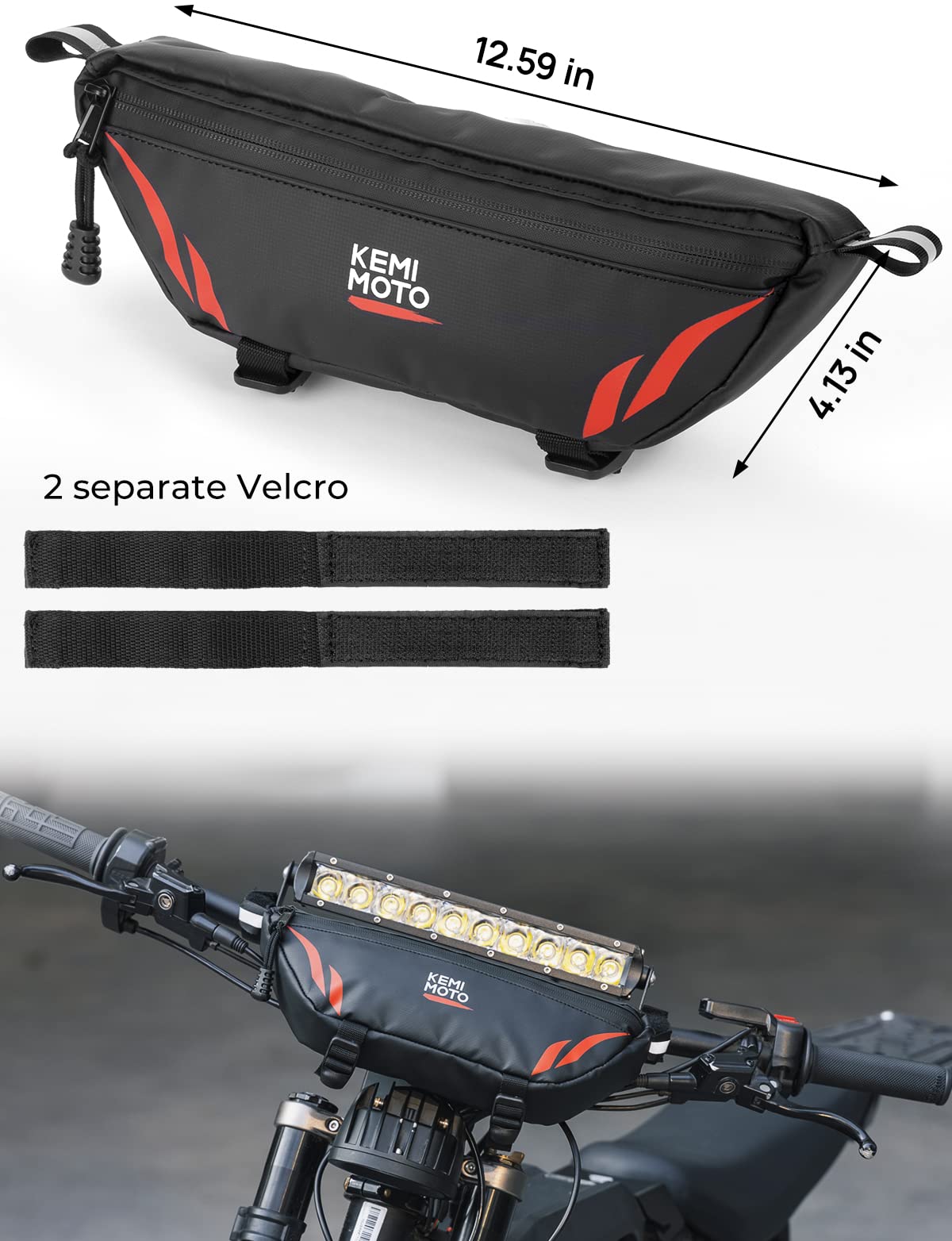 Photo of Universal Motorcycle Handlebar Bag for Dirt Bike,Scooter by Kemimoto - Premium for UTVs / Side by Sides