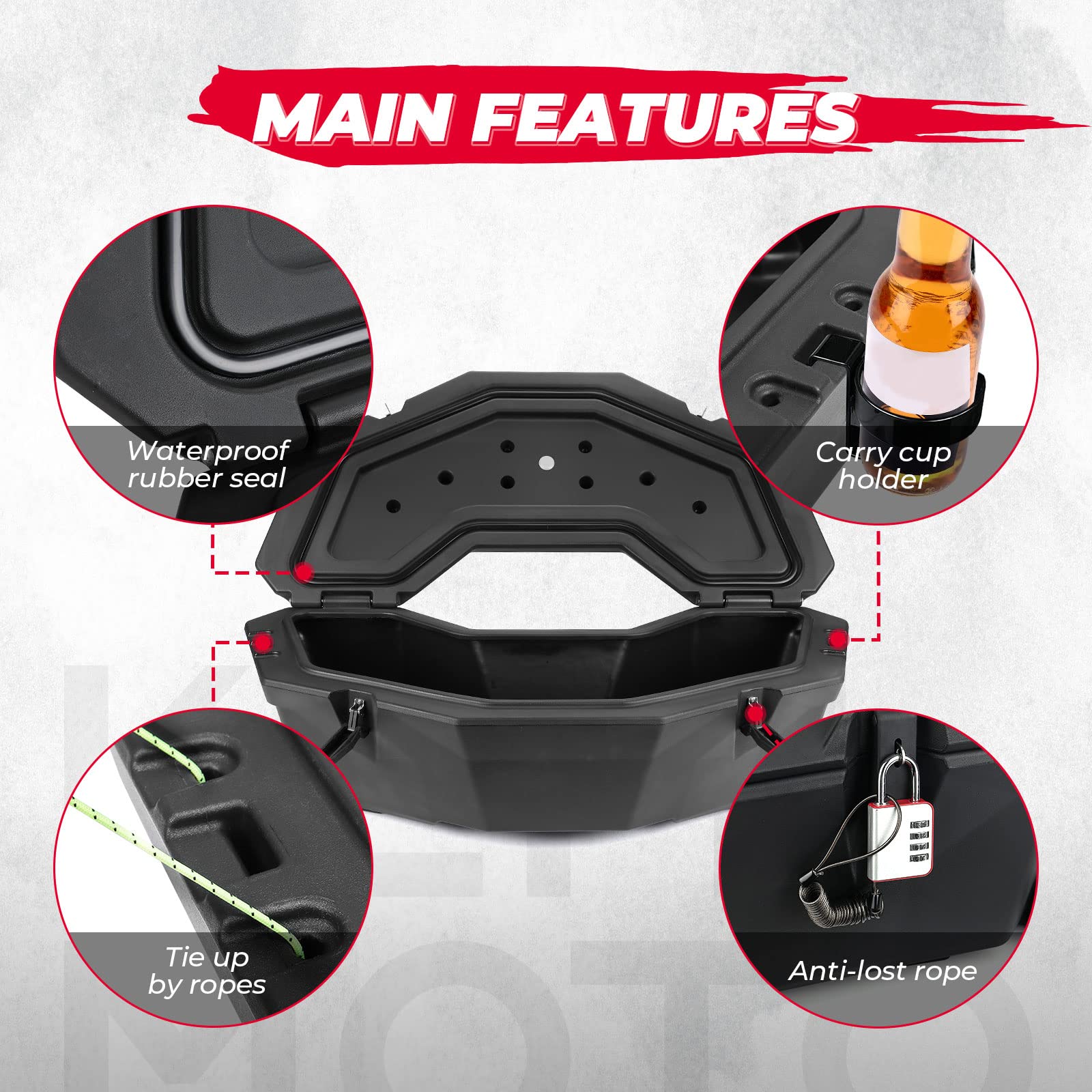 Photo of LinQ Pivoting Rack & Rear Storage Box for Maverick X3/MAX by Kemimoto - Premium for UTVs / Side by Sides