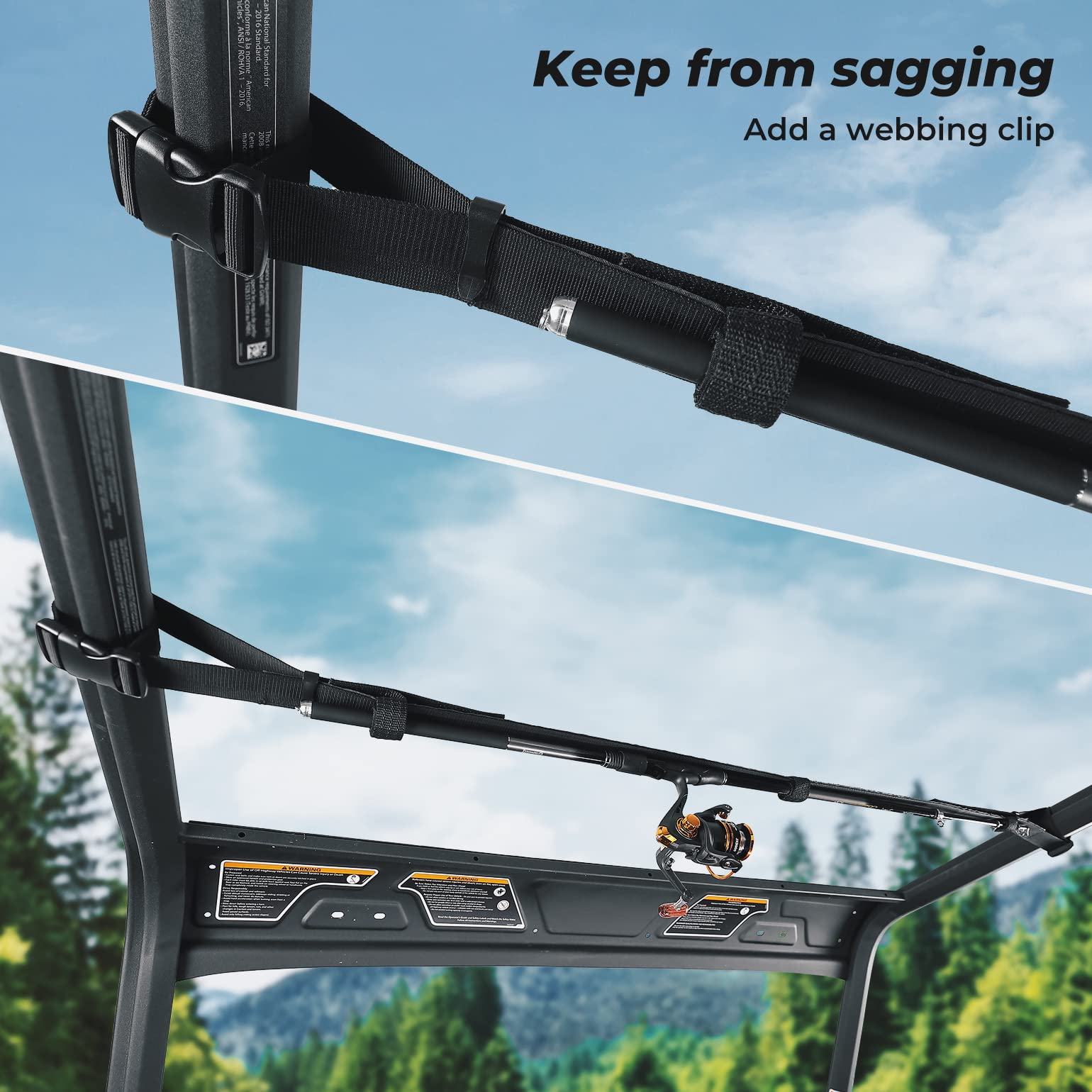 Photo of Universal Fishing Rod Holder Adjustable Length 47"-60" by Kemimoto - Premium for UTVs / Side by Sides
