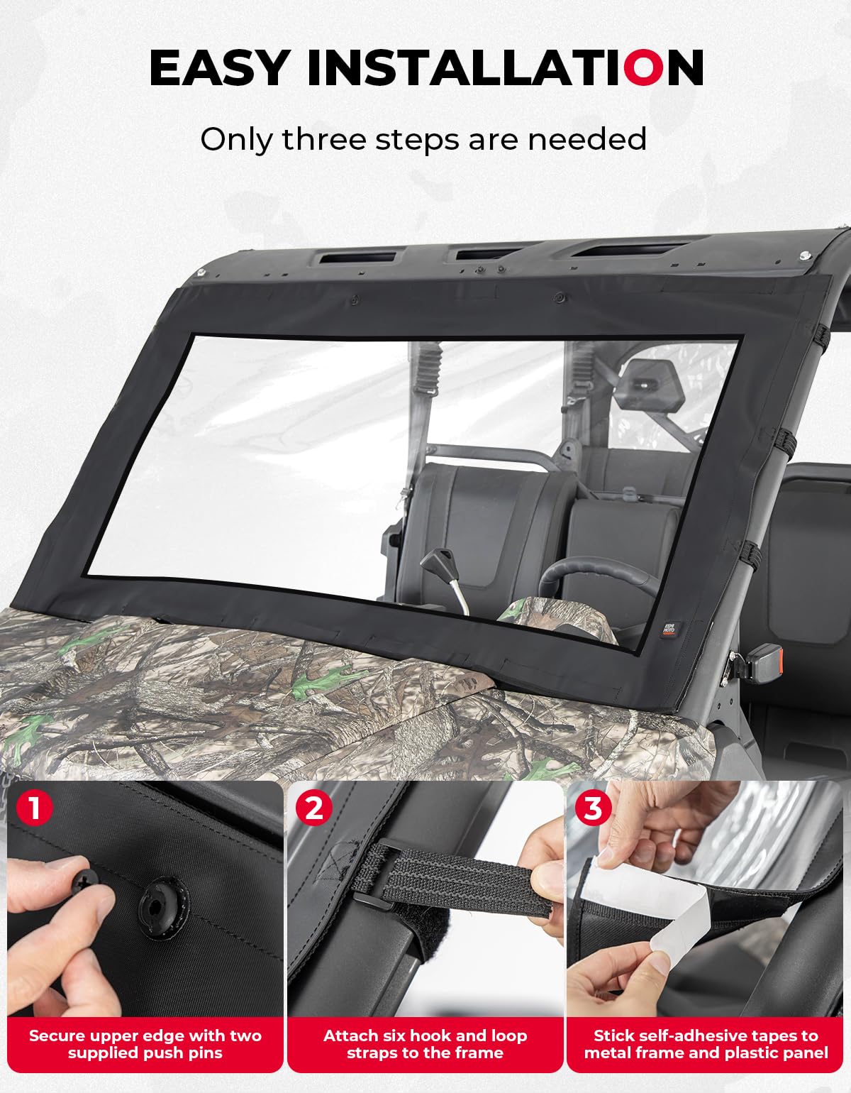 Photo of Soft Front Windshield / Window for CFMOTO Uforce 1000/1000XL by Kemimoto - Premium for UTVs / Side by Sides