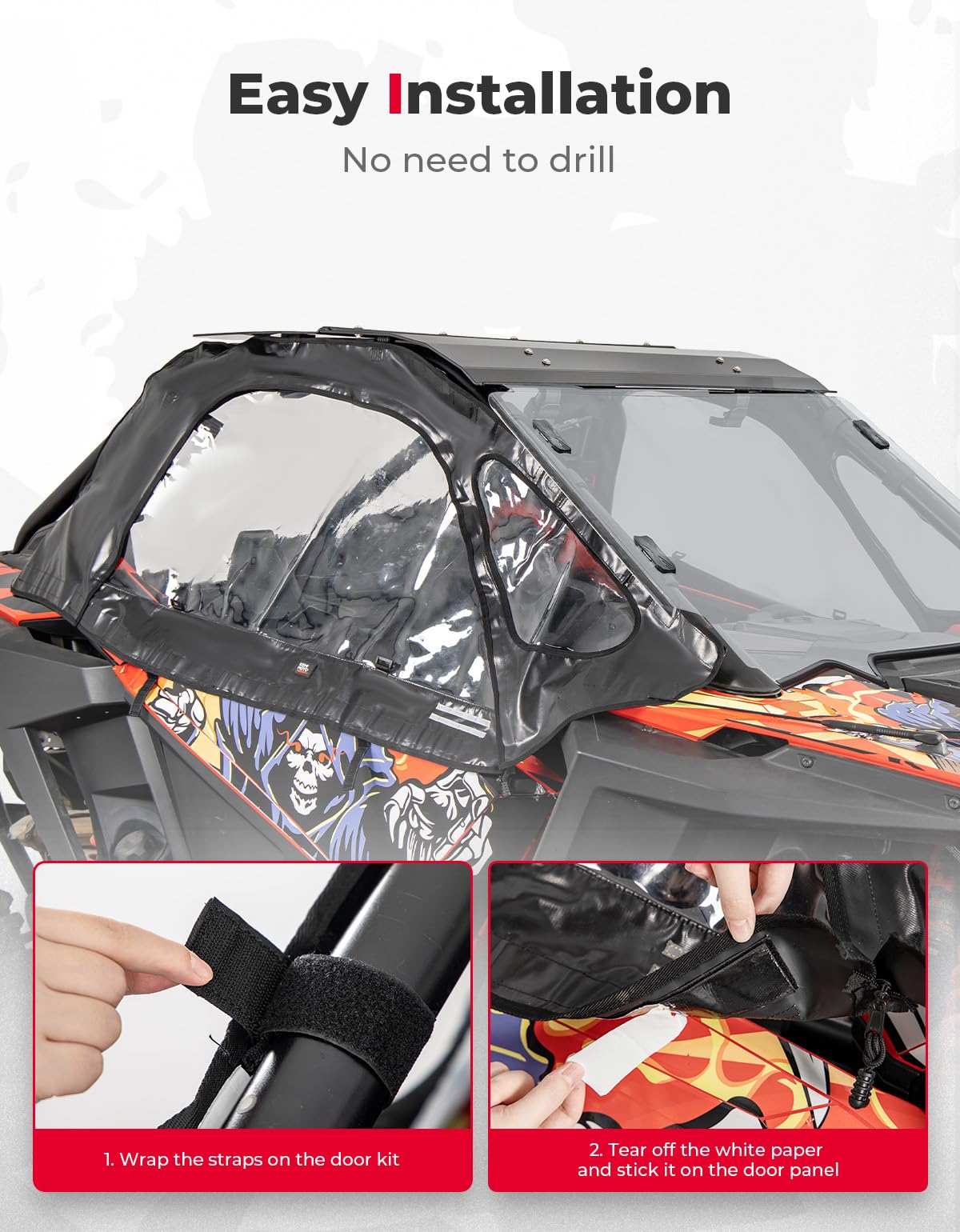 Photo of Soft Cab Enclosure Upper Doors for Polaris RZR PRO XP/Turbo R (2 seat) by Kemimoto - Premium for UTVs / Side by Sides