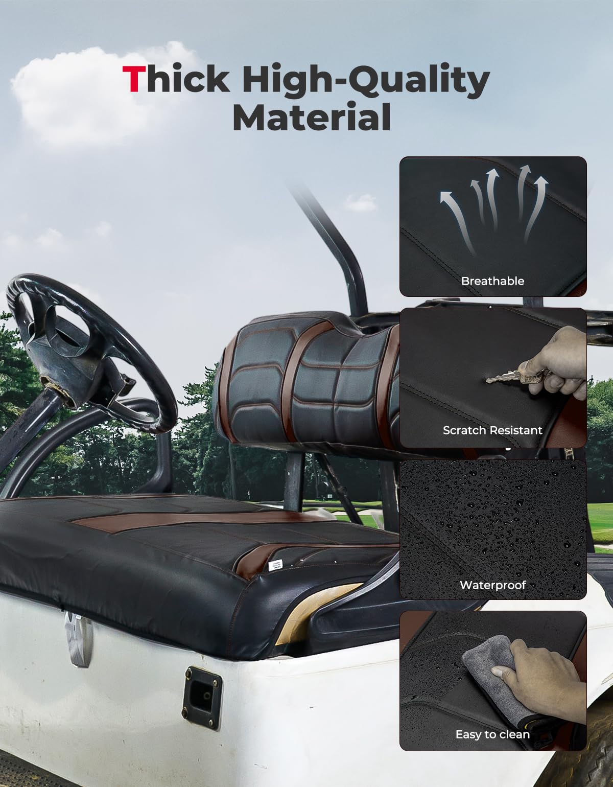 Photo of Seat Covers for EZGO TXT OEM Front Seats by Kemimoto - Premium for UTVs / Side by Sides