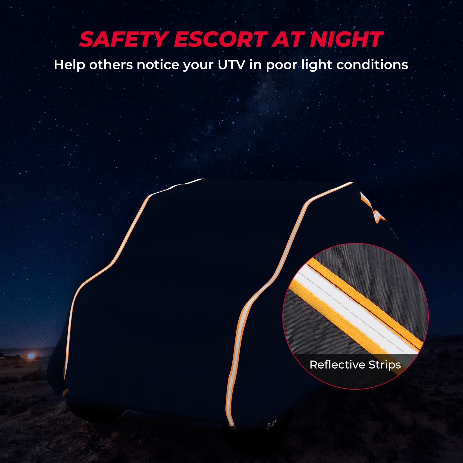 Photo of UTV Cover Rays-Reflective Strip for Polaris, Can-Am, Kawasaki,CFMOTO by Kemimoto - Premium for UTVs / Side by Sides