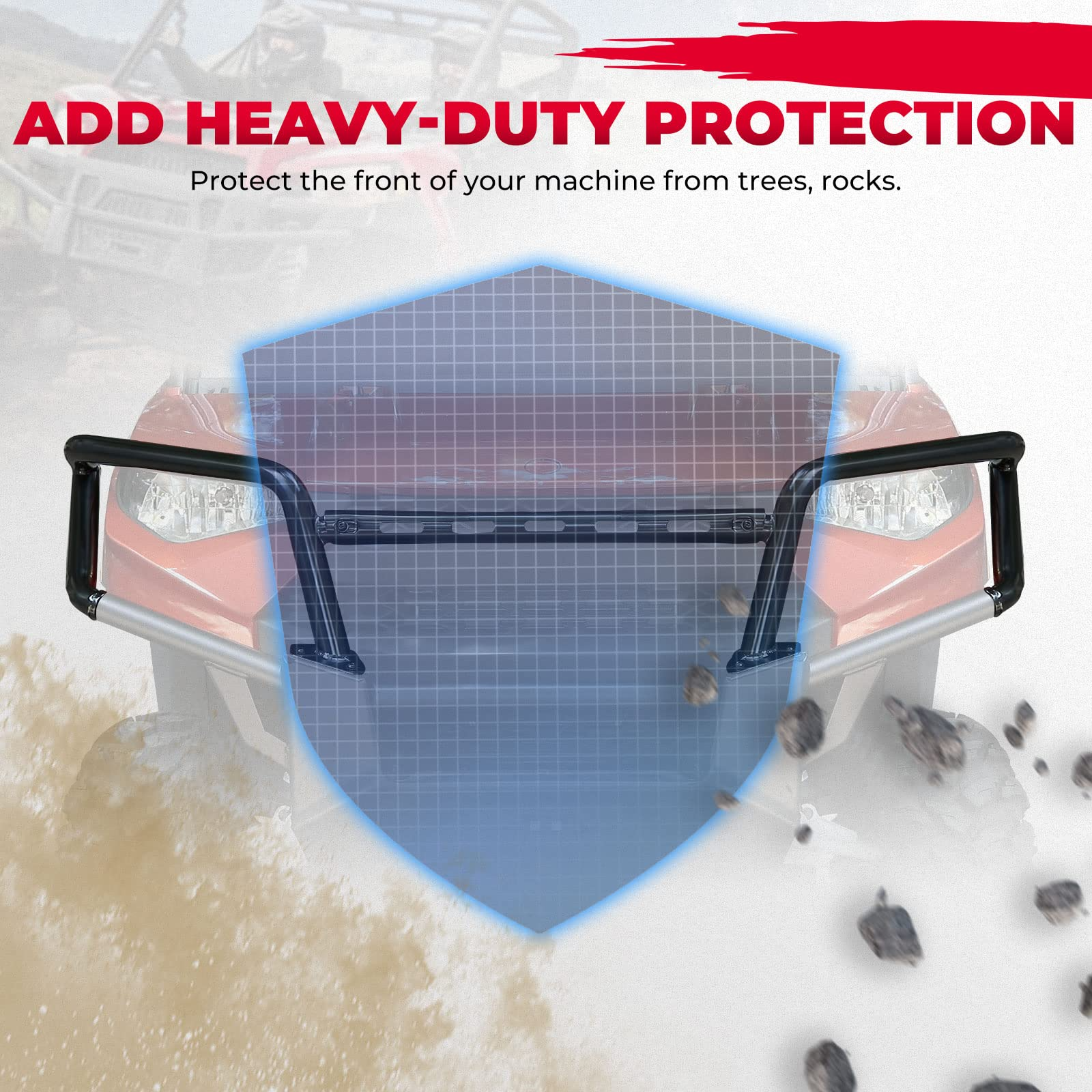 Photo of Kemimoto Front Bumper Upper Brush Guard for Polaris Ranger XP 1000 / Crew 2018-2024 by Kemimoto - Premium for UTVs / Side by Sides