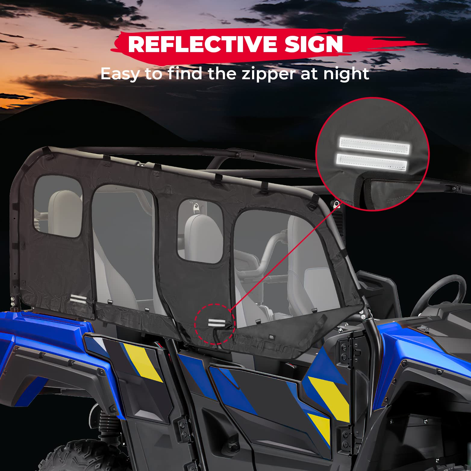 Photo of Soft Cab Enclosure Upper Doors for Yamaha Wolverine X4/SE 2018-2020 by Kemimoto - Premium for UTVs / Side by Sides