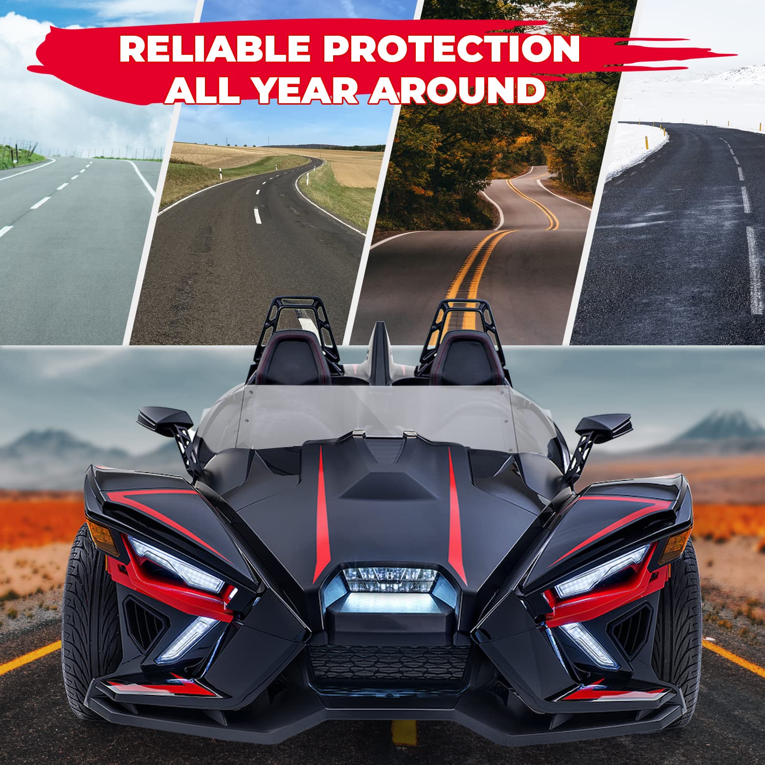 Windshield Wind Deflector & Side Storage Bags for Polaris Slingshot
