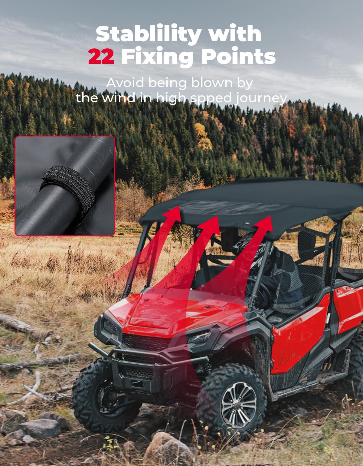 Photo of Upgraded Soft Roof for Pioneer 1000-5 2016-2023 by Kemimoto - Premium for UTVs / Side by Sides