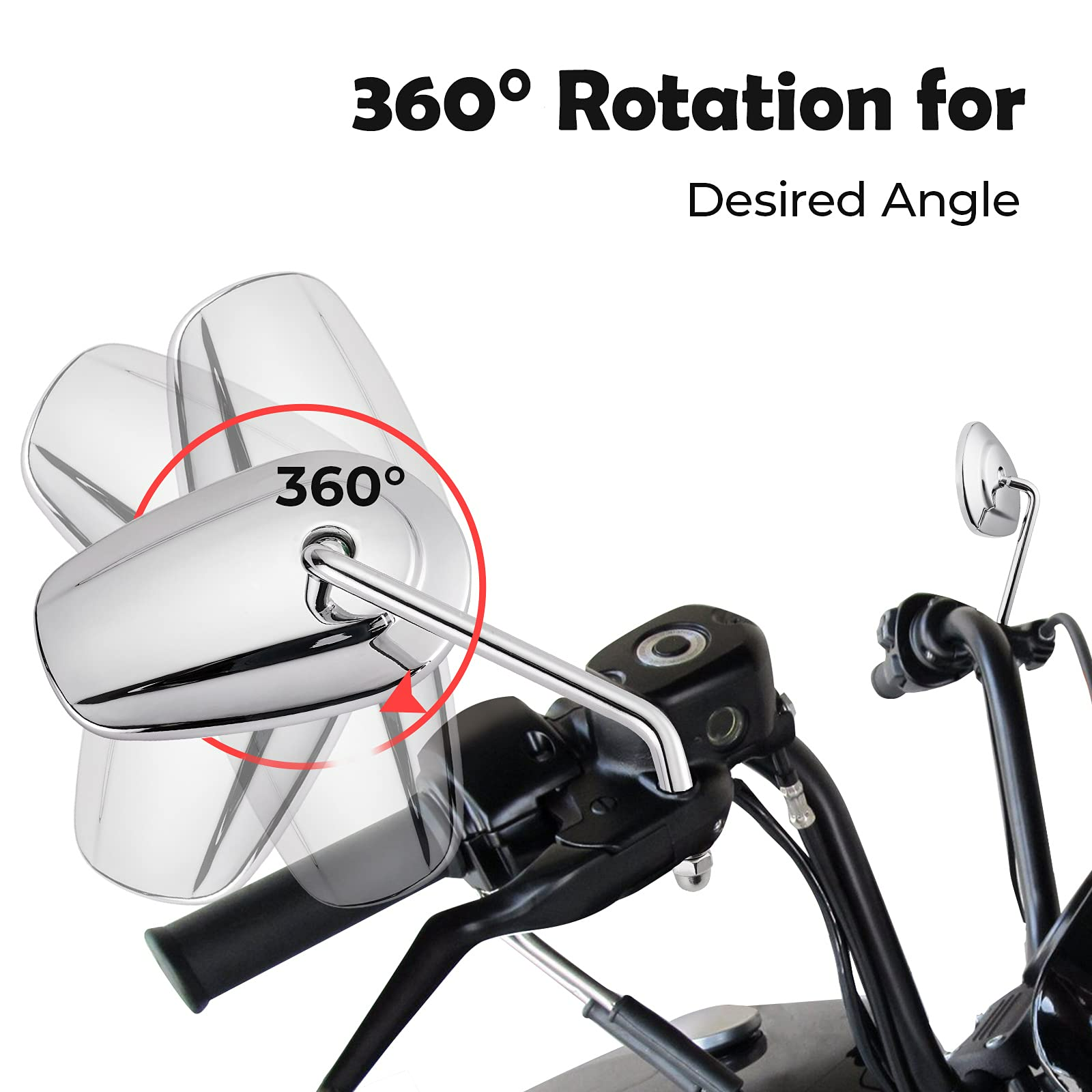Photo of Side Rear View Mirrors with M8 Thread for Harley by Kemimoto - Premium for UTVs / Side by Sides