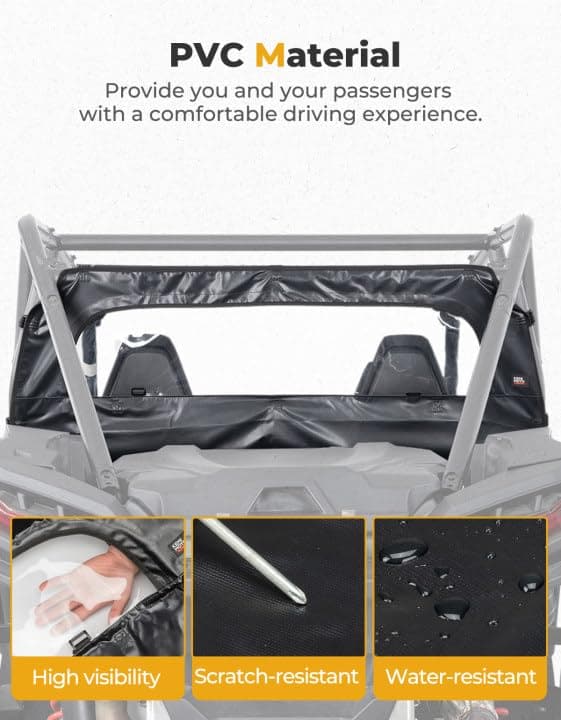 Photo of Rear Soft Windshield for Polaris RZR XP 1000 / XP 4 1000 2024-2025 by Kemimoto - Premium for UTVs / Side by Sides